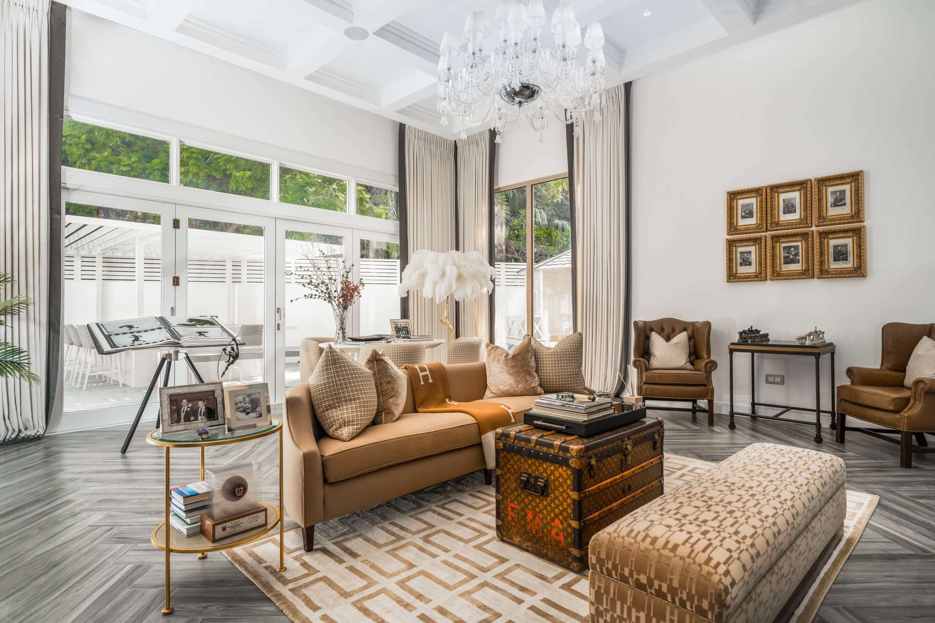 Luxurious Bromellia Villa entrance with modern decor in Al Barari, Jasmine Leaf community