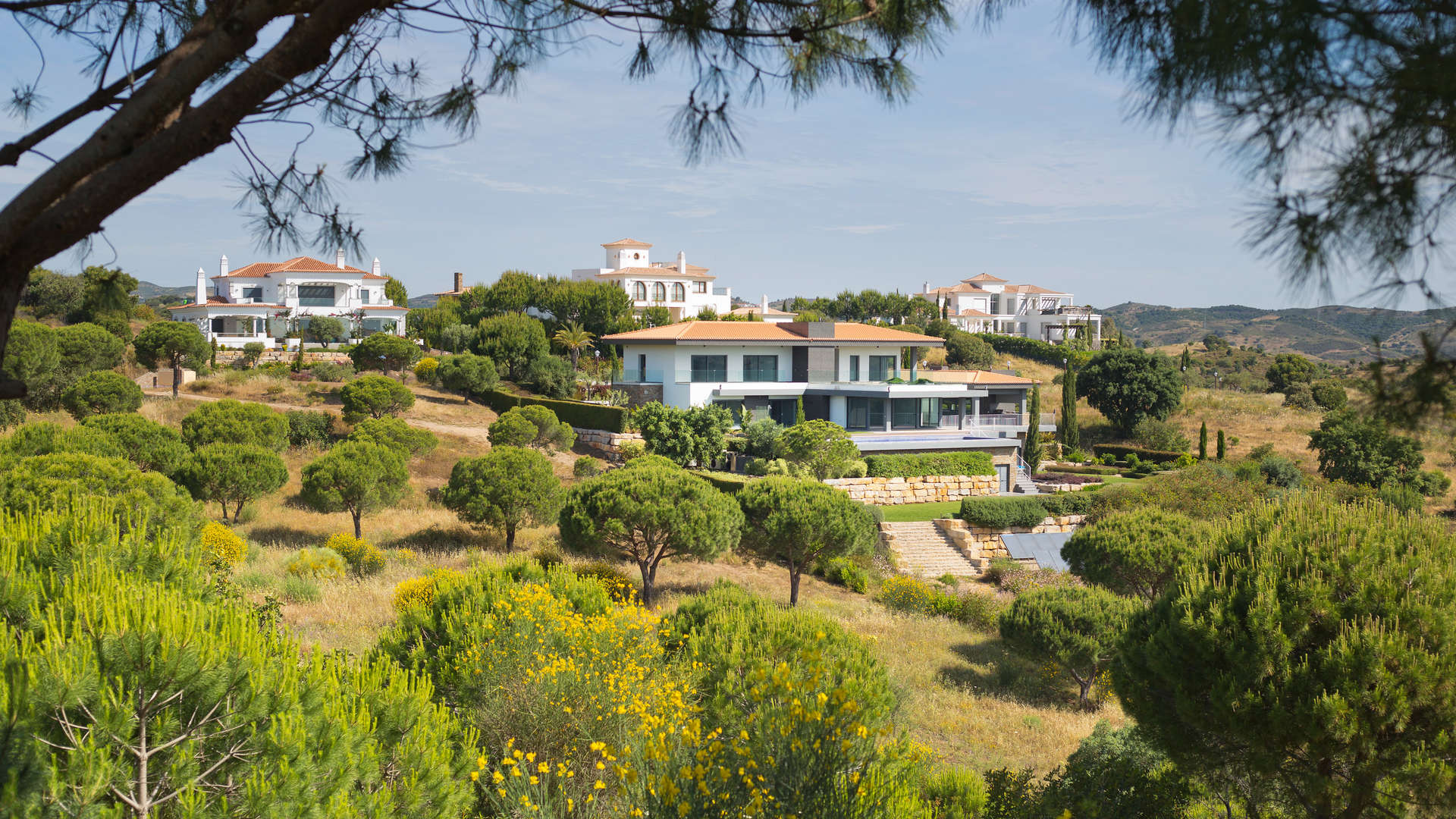 Monte Rei Villa in Algarve, Portugal with scenic golf course and lush landscape view
