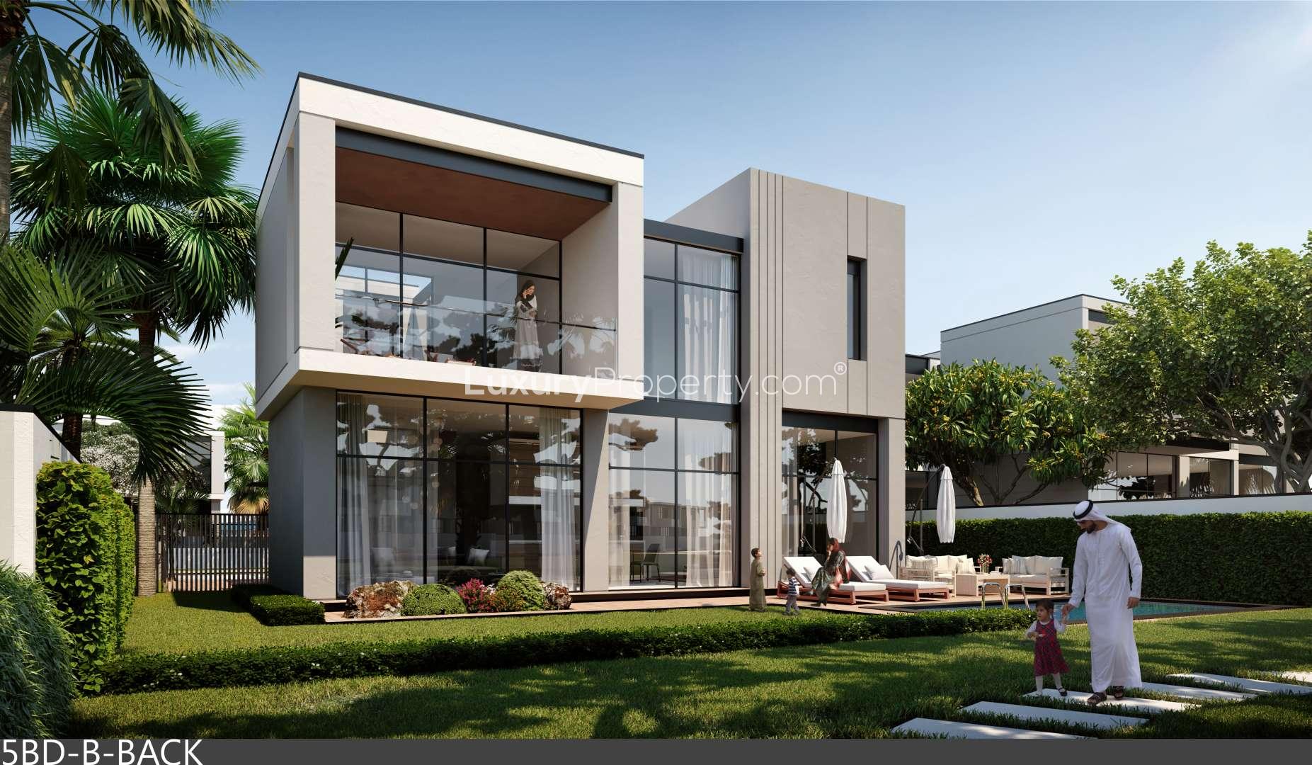 Modern villa with glass facade and garden in Murooj Al Furjan, Al Furjan District