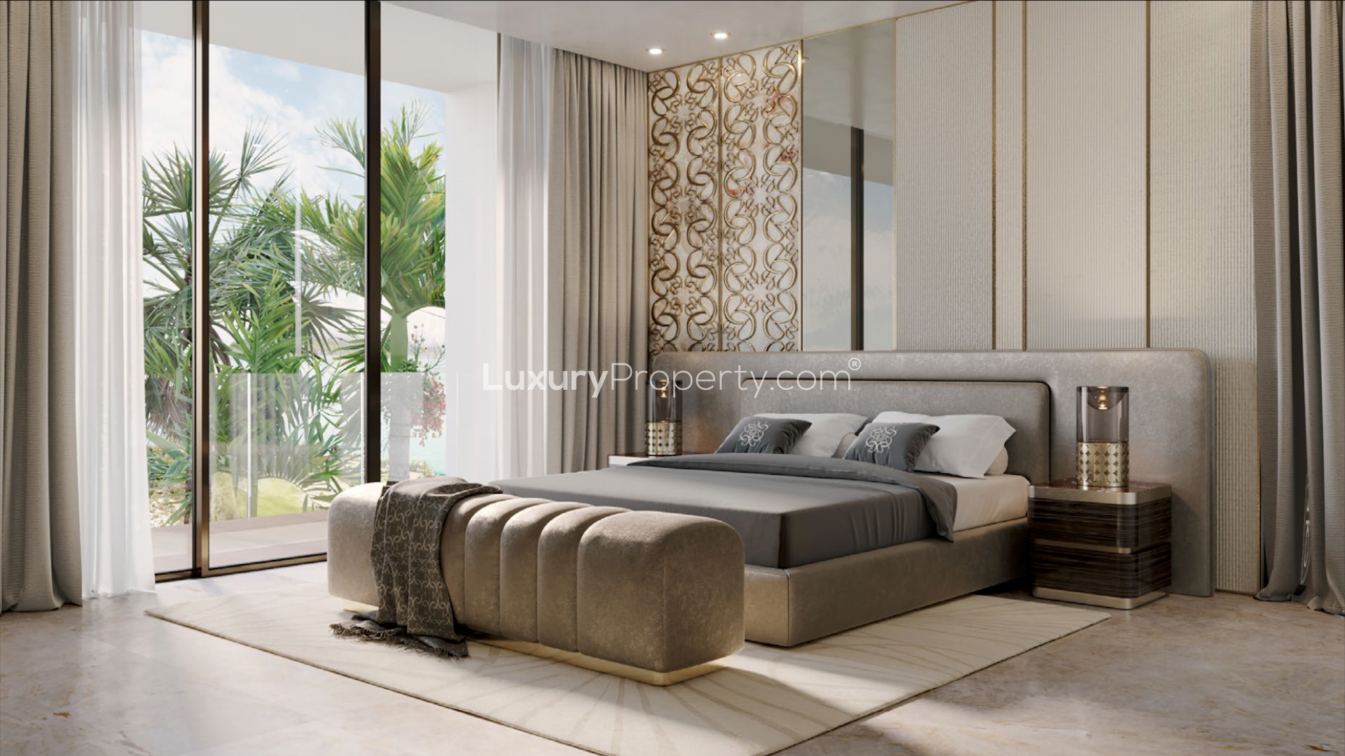 N/A,Luxurious studio bedroom in Palm Hills Golf Course Villas, Dubai Hills Estate, with modern decor