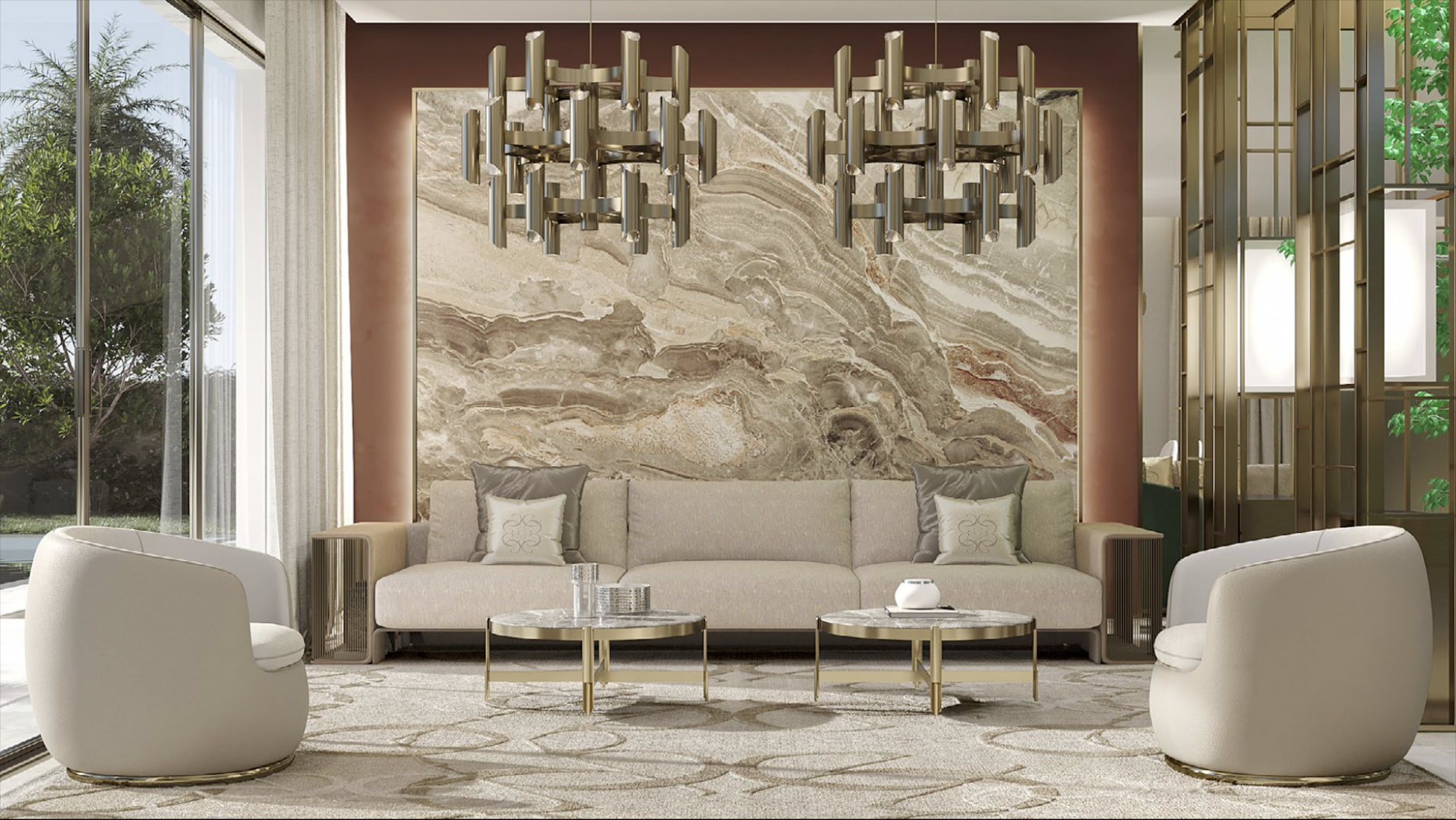 Luxury Palm Hills villa exterior with pool, Dubai Hills Estate, for sale