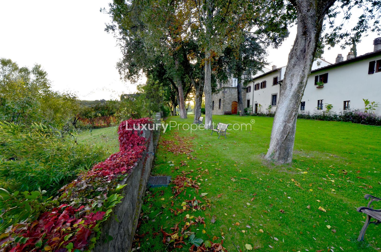 Gorgeous villa courtyard with greenery in Torre Bella Vista, Florence. For sale