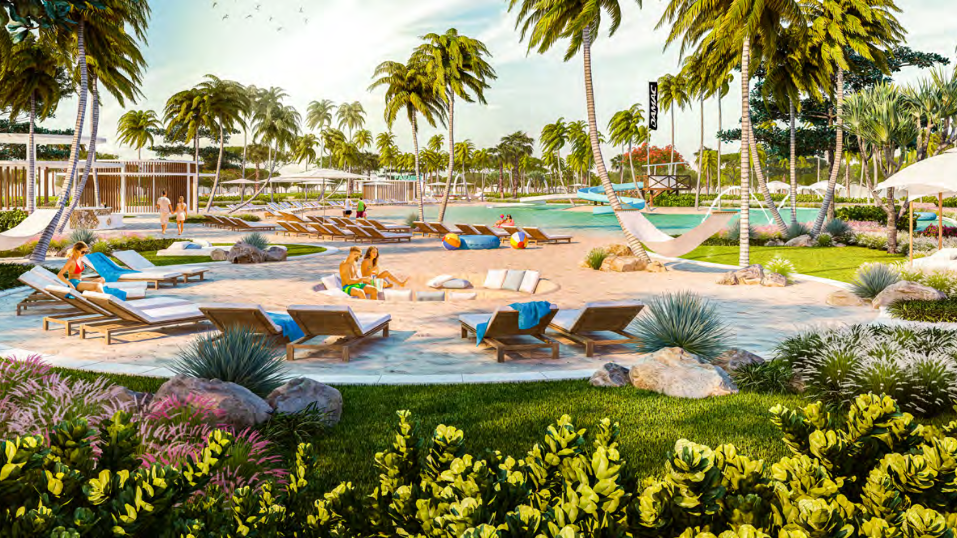 Modern living room in UNO Premier Villas, Damac Hills 2 with stylish decor and lighting