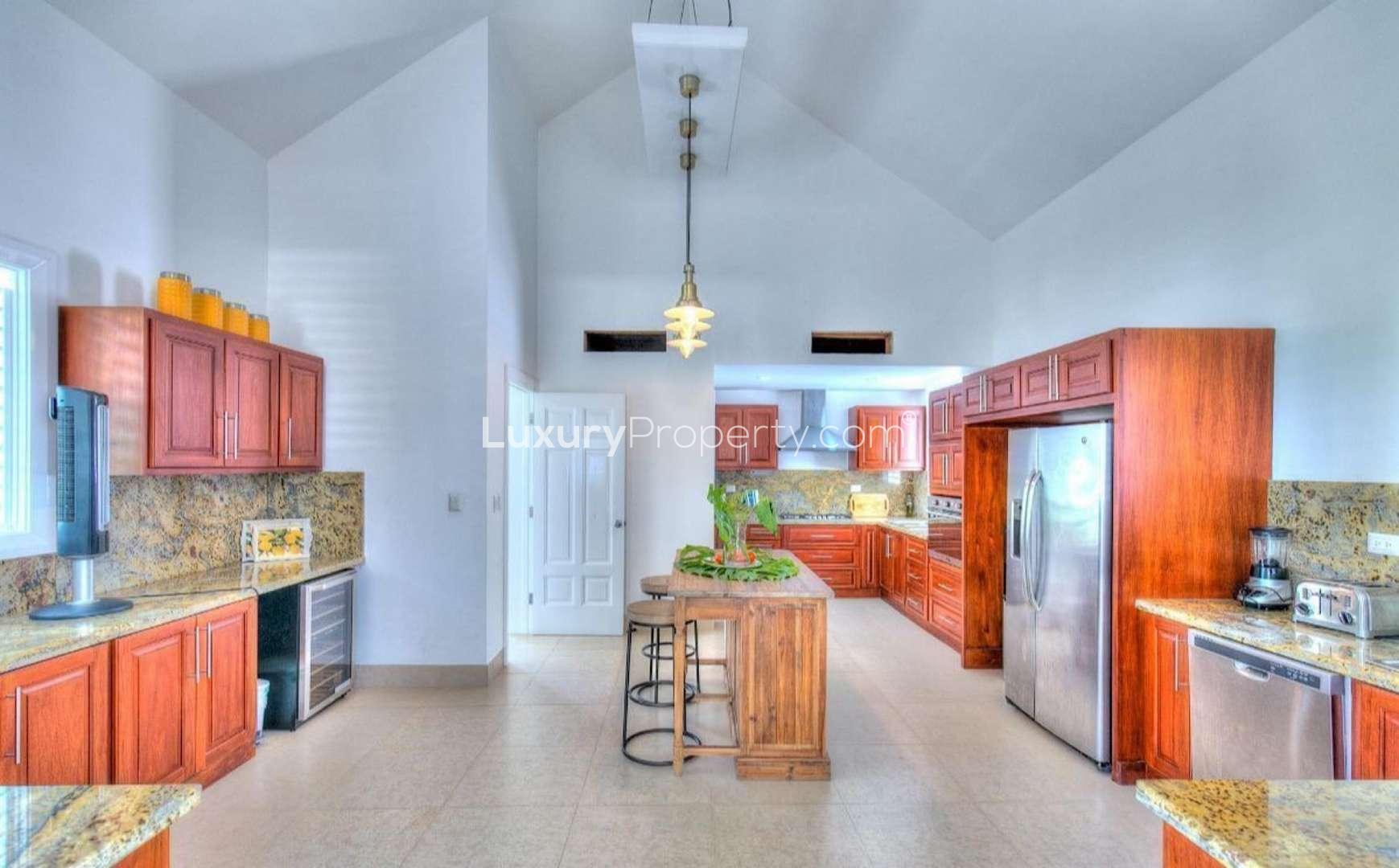 Luxurious open-air living area in Villa Arrecife, Punta Cana with ocean view