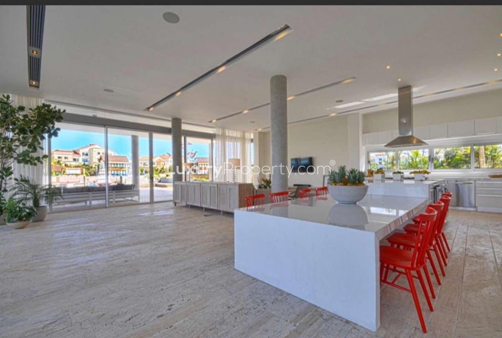 Modern kitchen in Villa 2, Isla Grande, Cap Cana, featuring sleek design and spacious layout