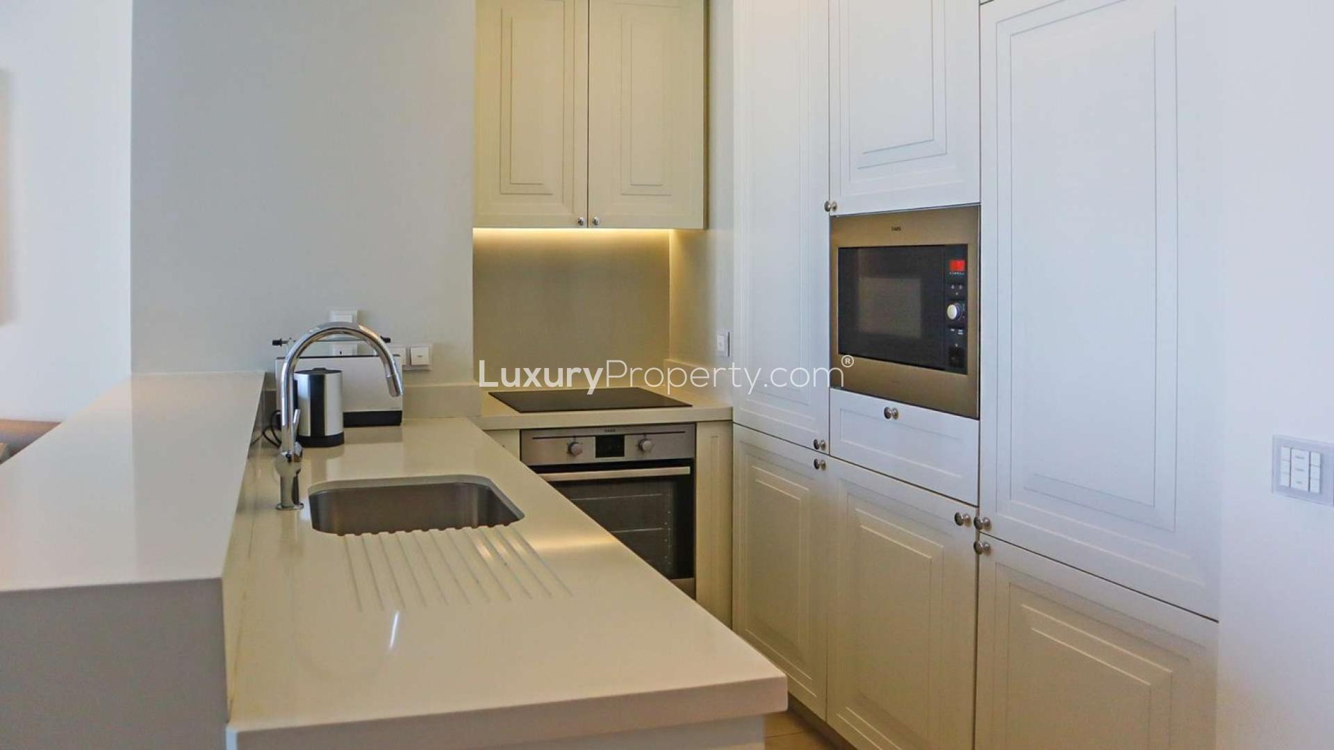 Fully furnished studio apartment interior at The Address The BLVD, Downtown Dubai, for rent