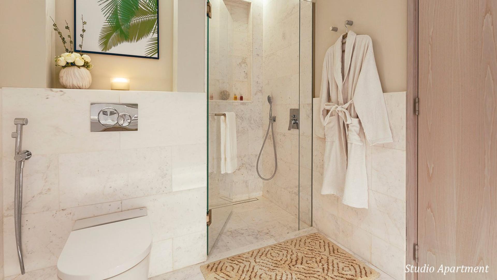 Aerial view of Palm Jumeirah from The Palm Tower studio apartment for rent