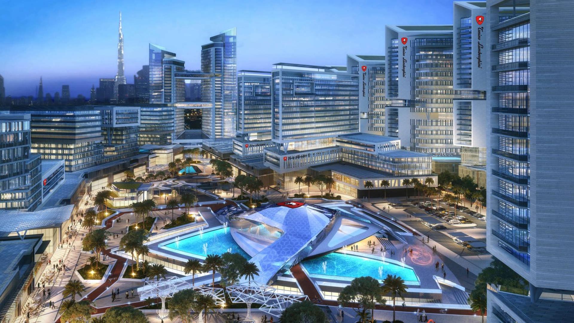 Modern architecture at Tonino Lamborghini Residences, Meydan Business Park, Dubai. Apartments for sale