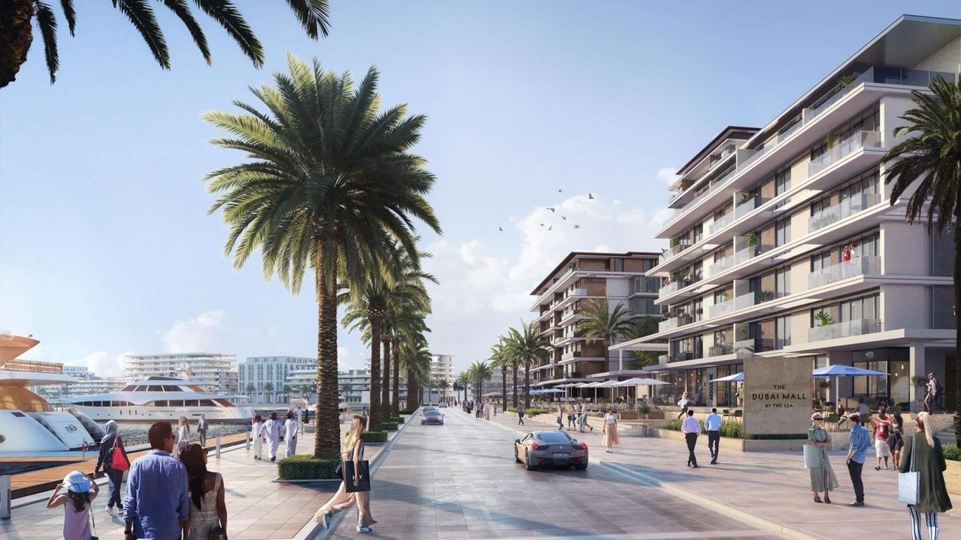 Waterfront view of Mina Rashid residential apartments by Emaar, showcasing luxurious marina lifestyle