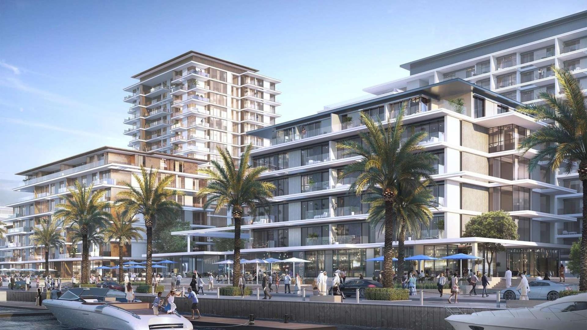 Modern waterfront apartment complex at Mina Rashid's Sirdhana community by Emaar and DP World