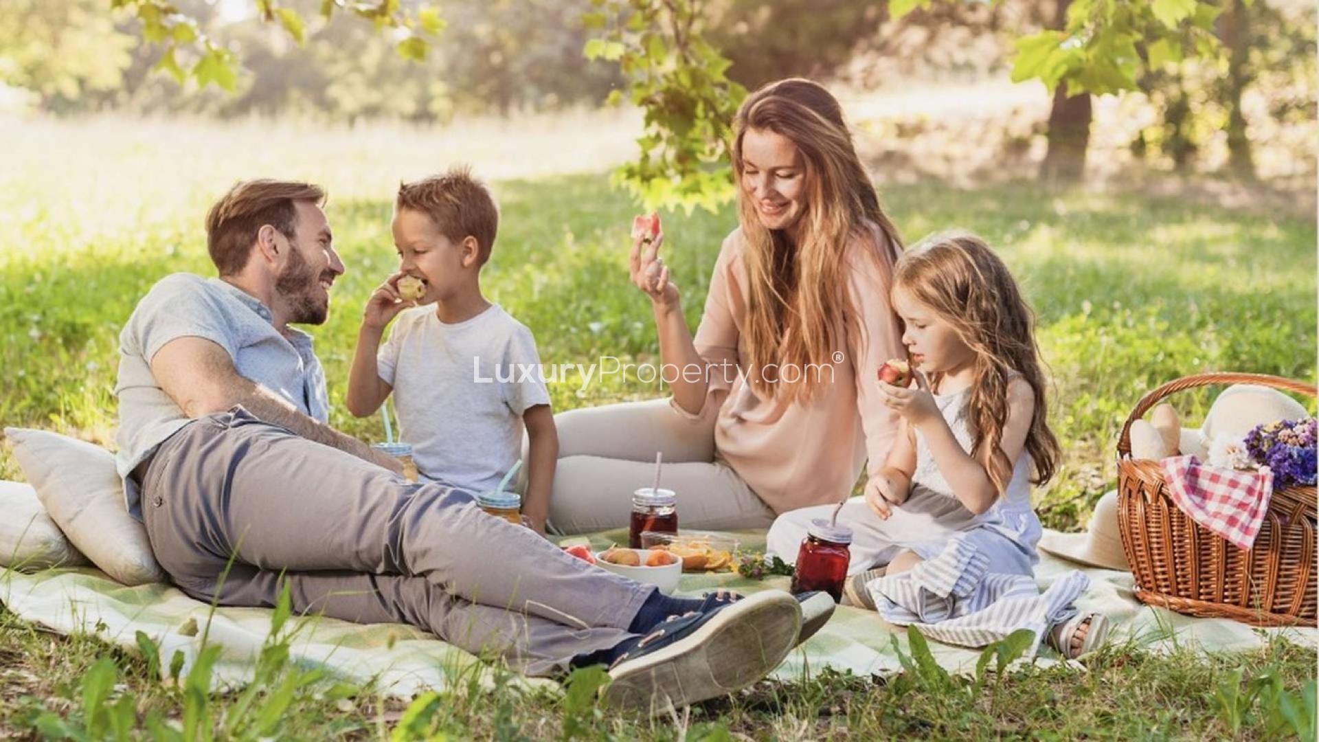 Luxury apartment terrace view at One Park Avenue, Sobha Hartland, Mohammed Bin Rashid City