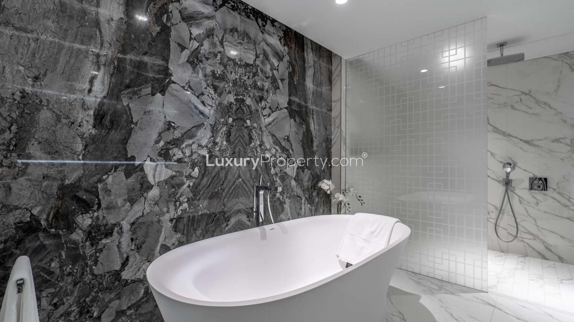 Luxurious penthouse living room with ocean views at Alef Residences, Palm Jumeirah