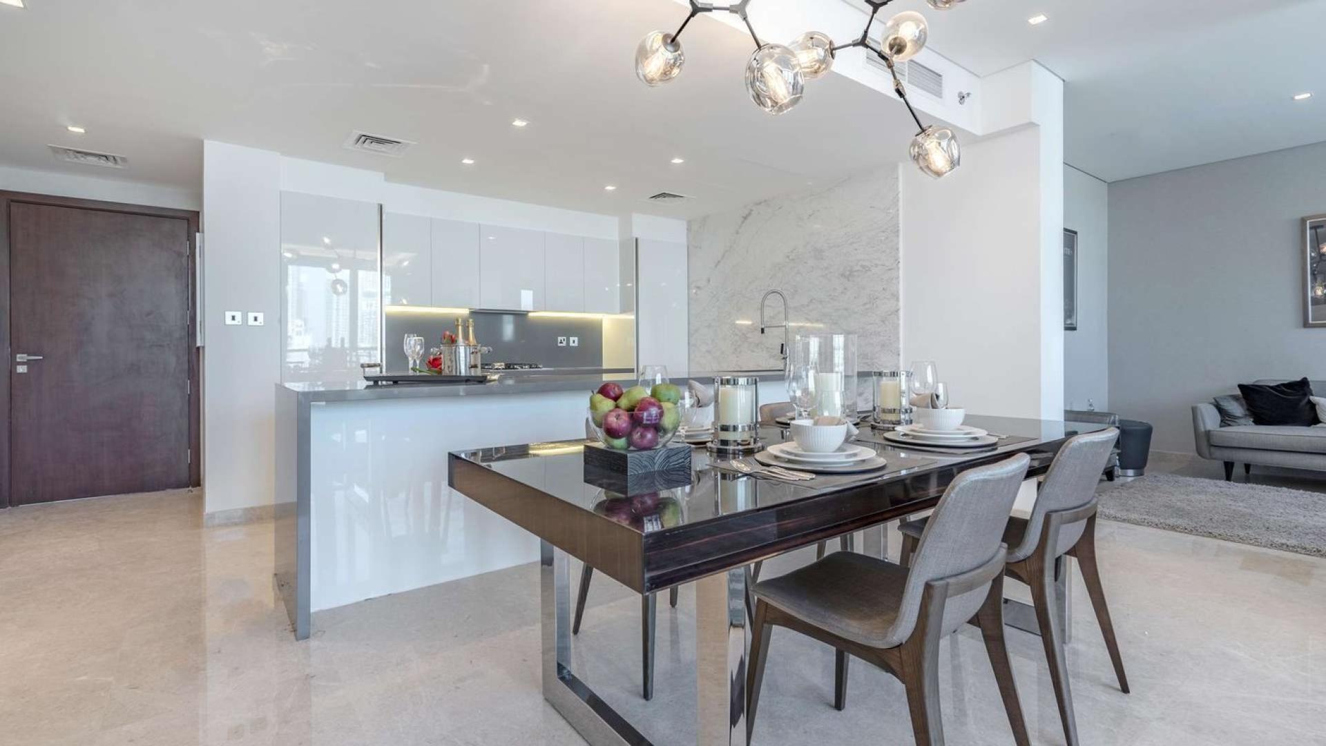 Luxurious penthouse kitchen with city view at The Sterling, Business Bay, Dubai