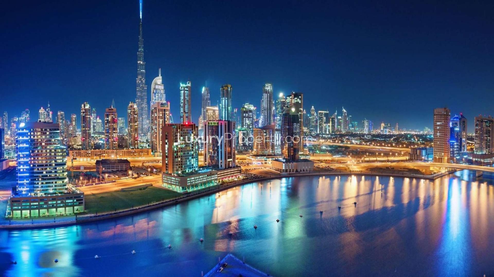 Luxurious lobby of 15 Northside apartment in Business Bay, featuring modern design and decor