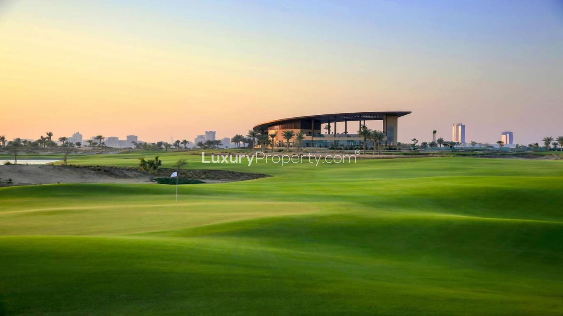 Tall luxury apartment towers in Bella Vista with golf course view, for sale