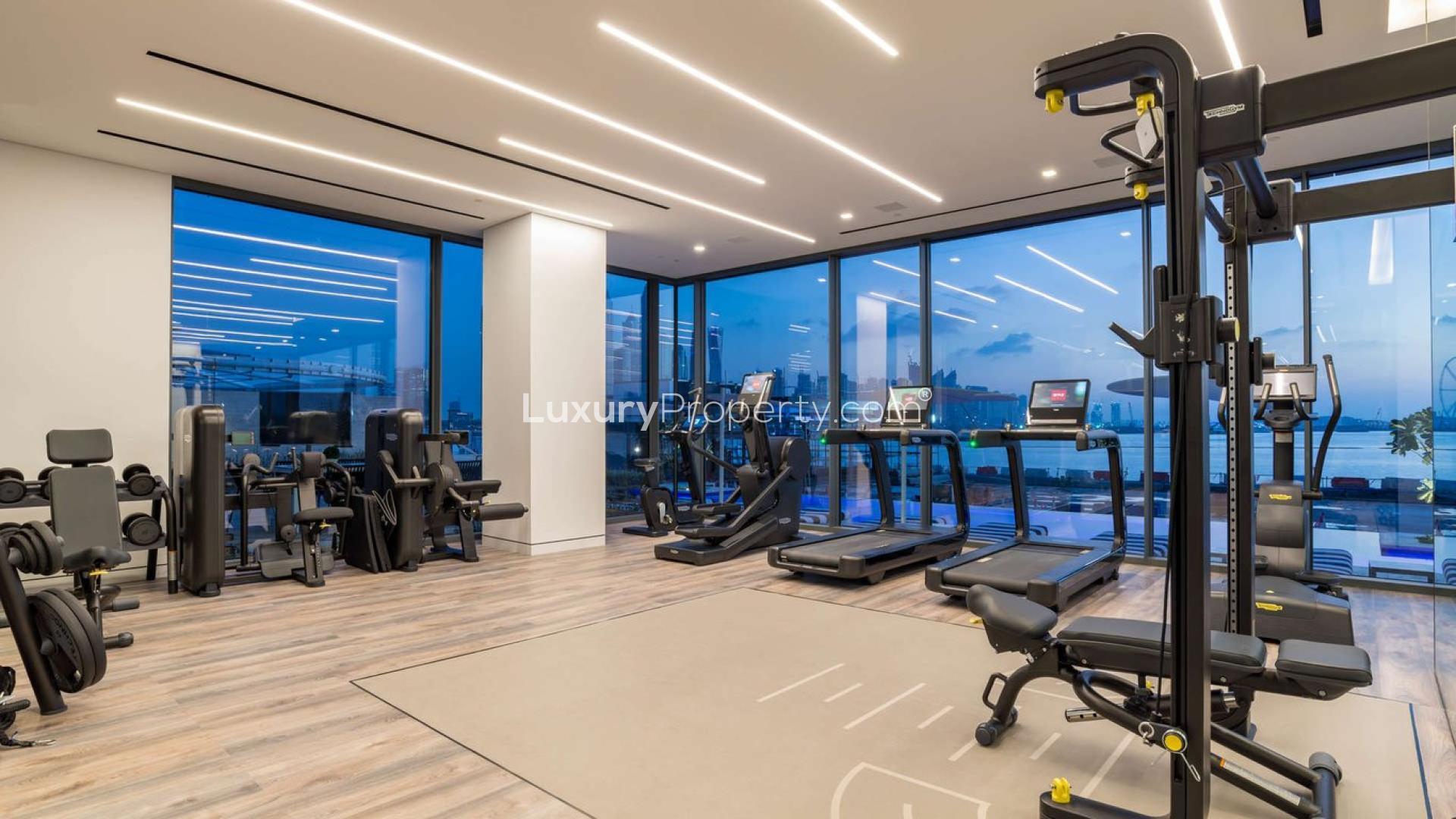 Luxurious living room in fully upgraded Palme Couture apartment, Palm Jumeirah, with sea view