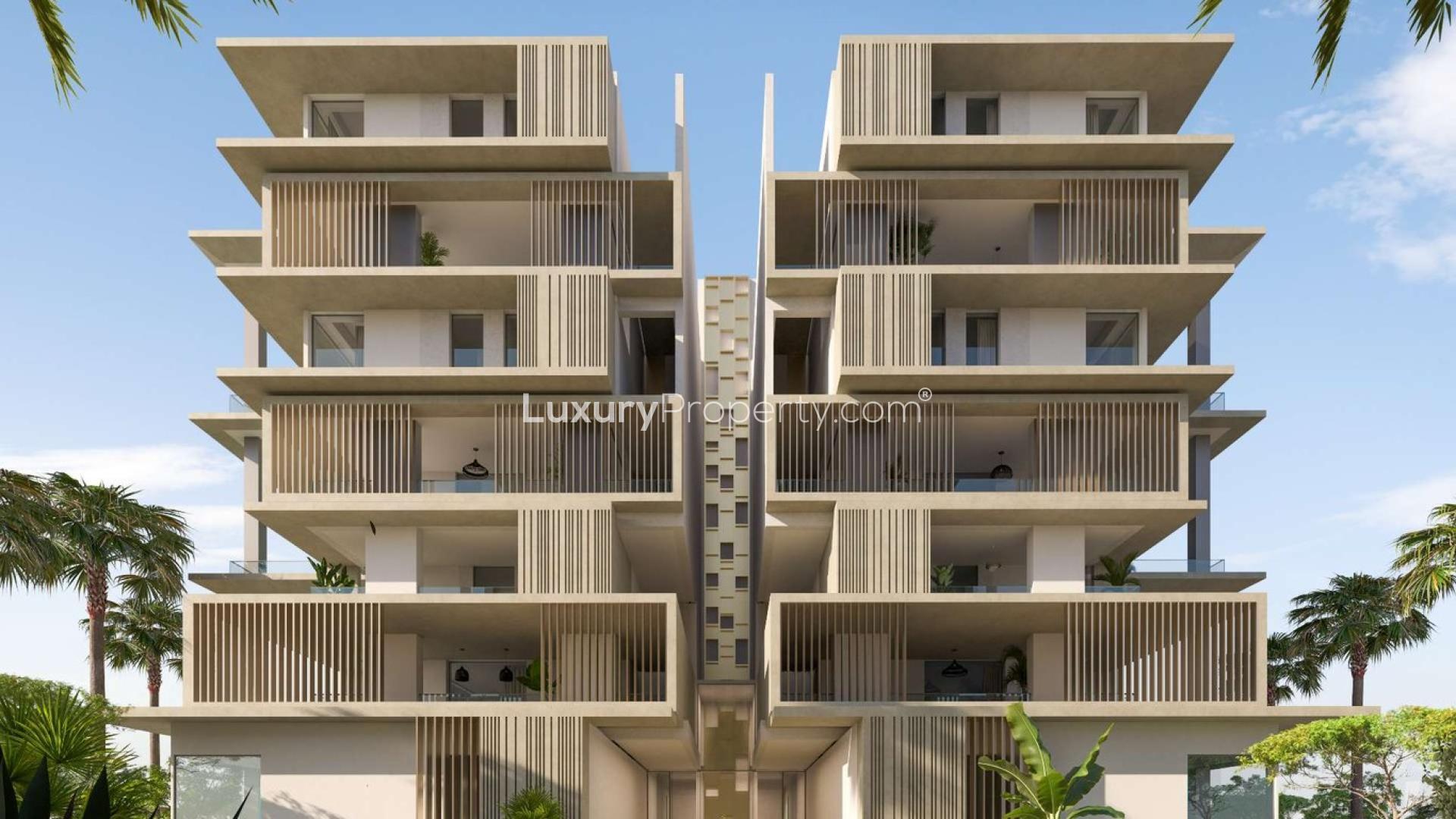 Aerial view of Six Senses Residences The Palm, beachfront luxury apartments, Palm Jumeirah