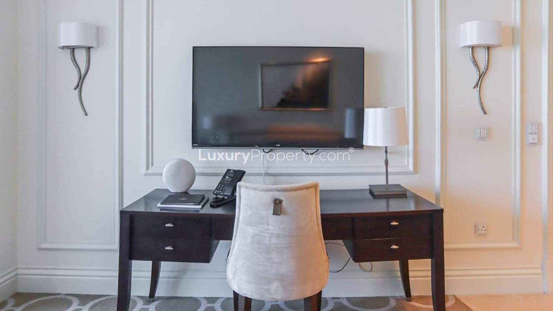 Studio apartment interior at The Address The Boulevard, Downtown Dubai, with modern furnishings