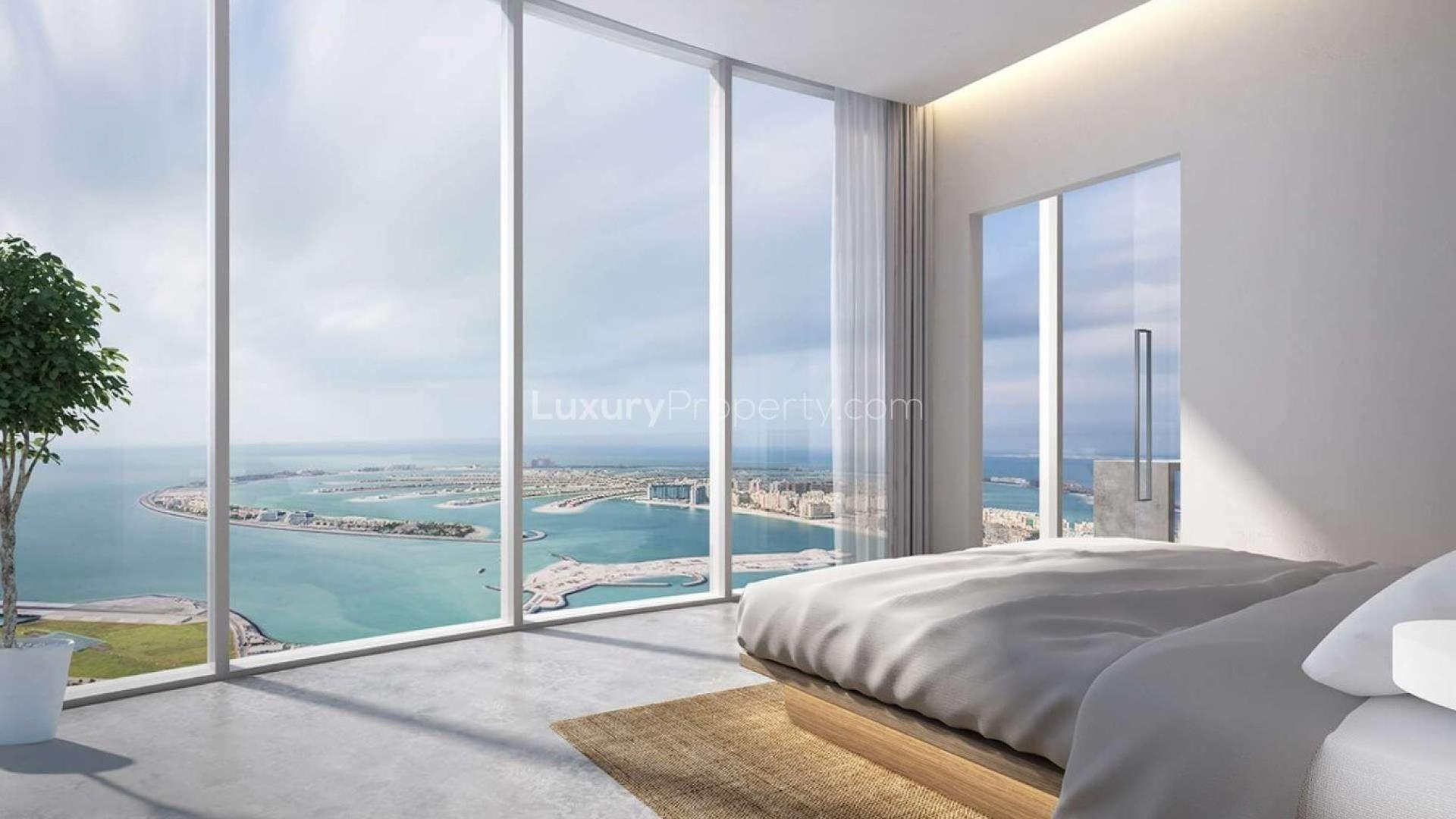 High-floor studio in Ciel Tower, Dubai Marina, overlooking ocean and city views