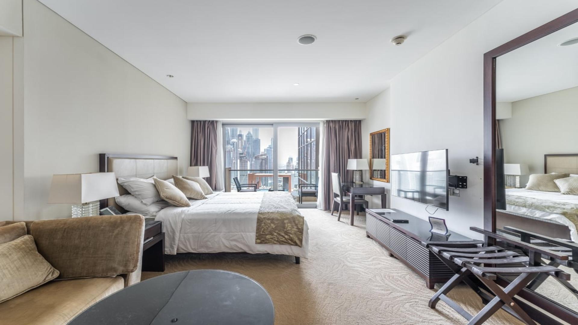 Aerial view of Dubai Marina skyline from The Address Dubai Marina apartment balcony