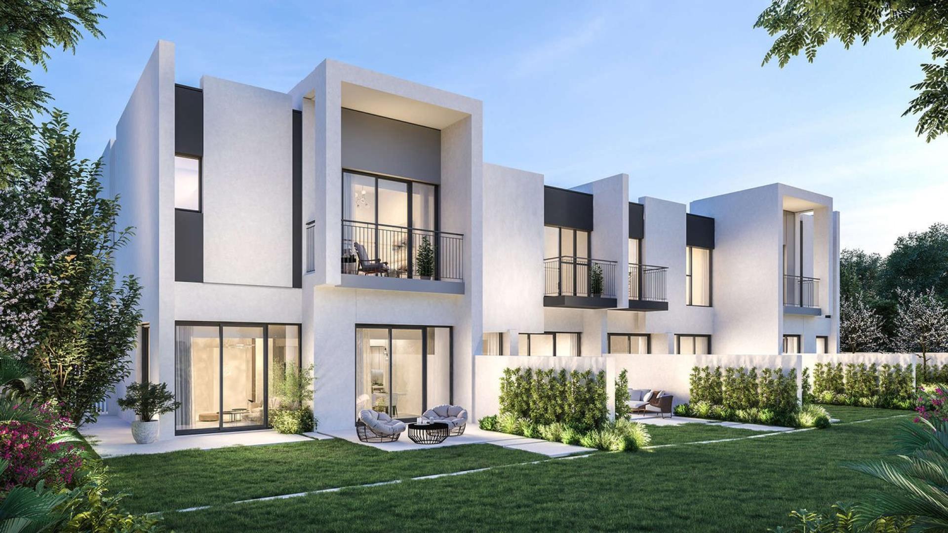 Modern townhouse exterior at La Rosa III, Villanova, Dubailand, available for sale
