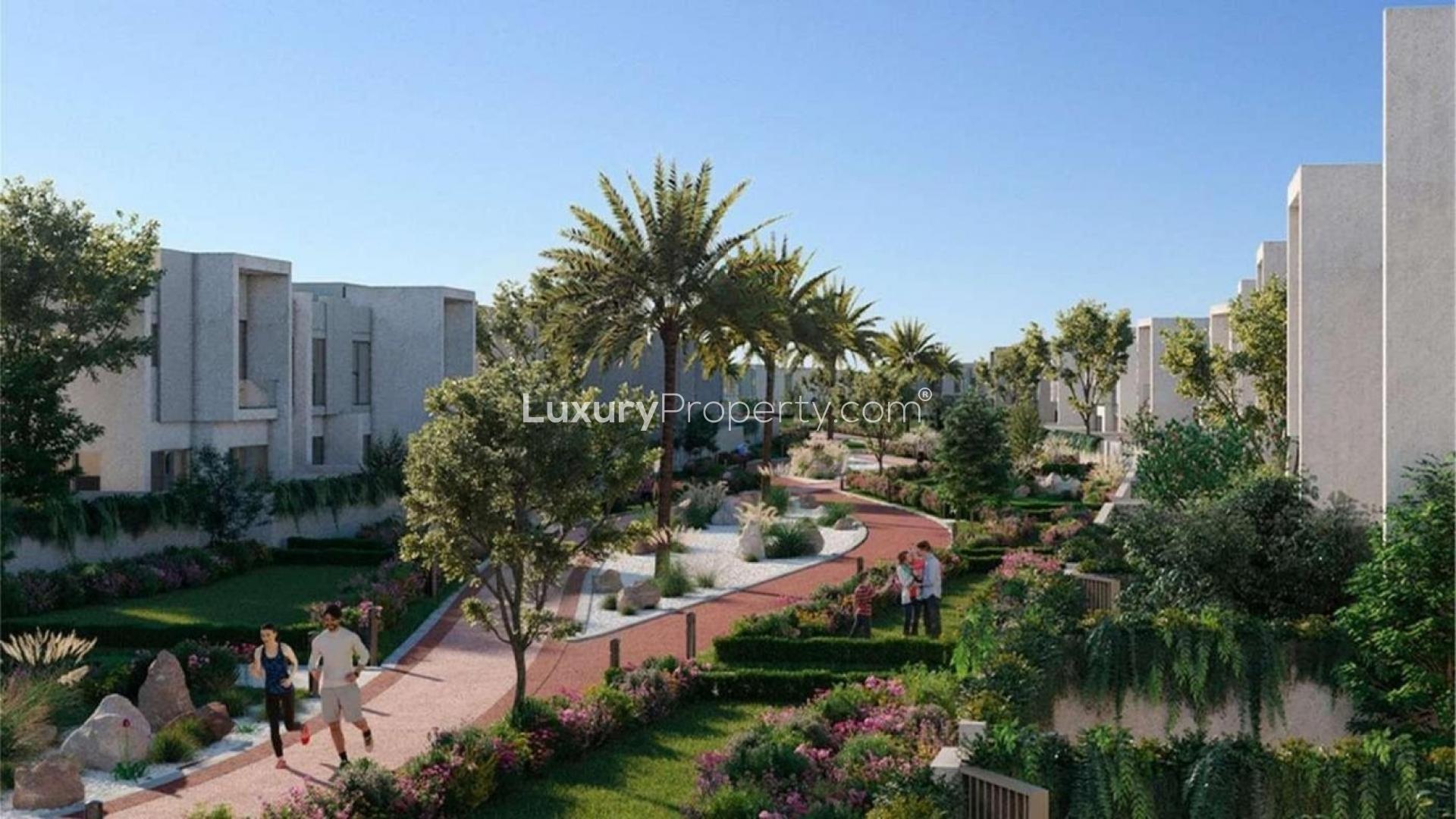 Modern townhouses at La Rosa IV, Villanova, Dubailand, showcasing sleek architectural design
