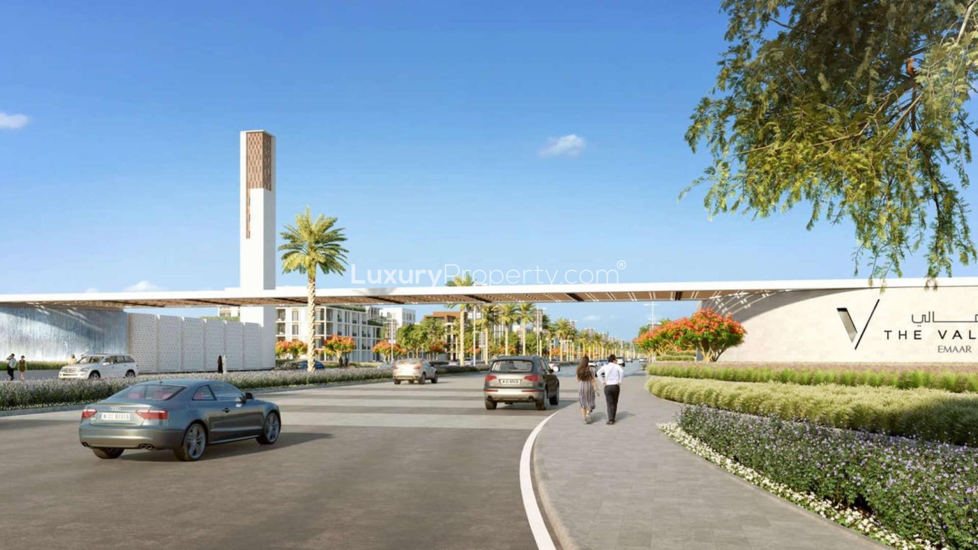 Modern living room in Eden townhouse, The Valley; stylish decor with large windows and greenery