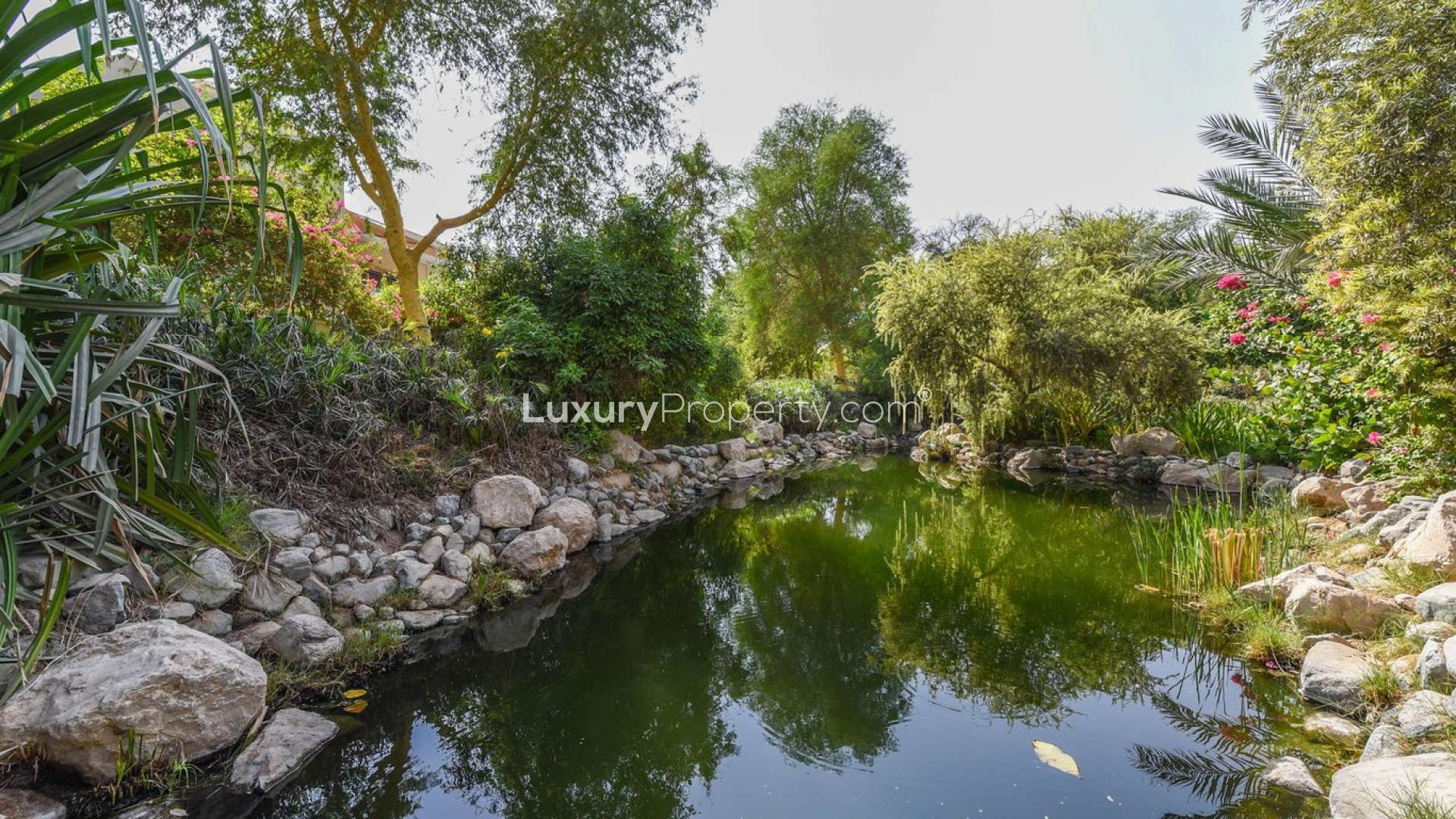 Sunny villa plot with lush greenery in Jasmine Leaf, Al Barari, Dubai