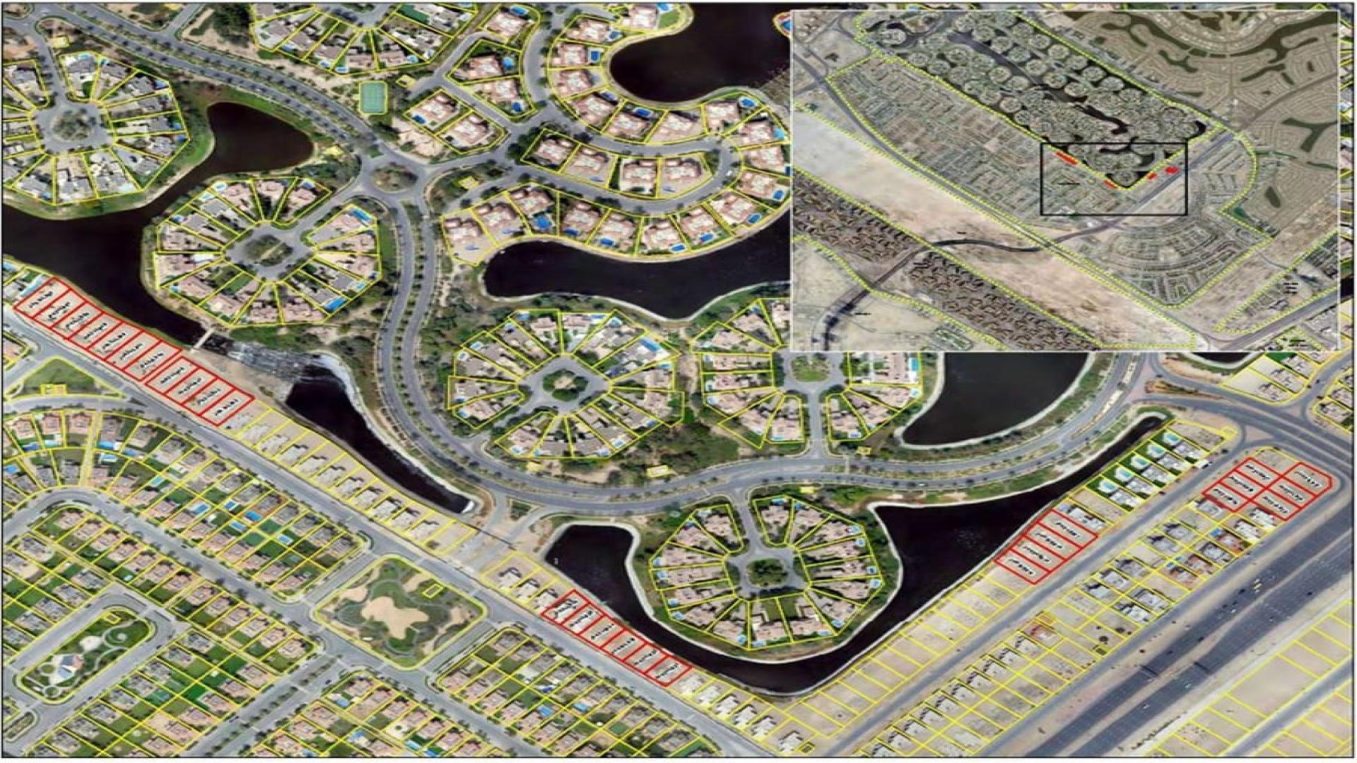 "Prime Jumeirah Park plot with lake view, District 6, residential land for sale.",Aerial view of Jumeirah Park District 6 plots with lake view, for sale