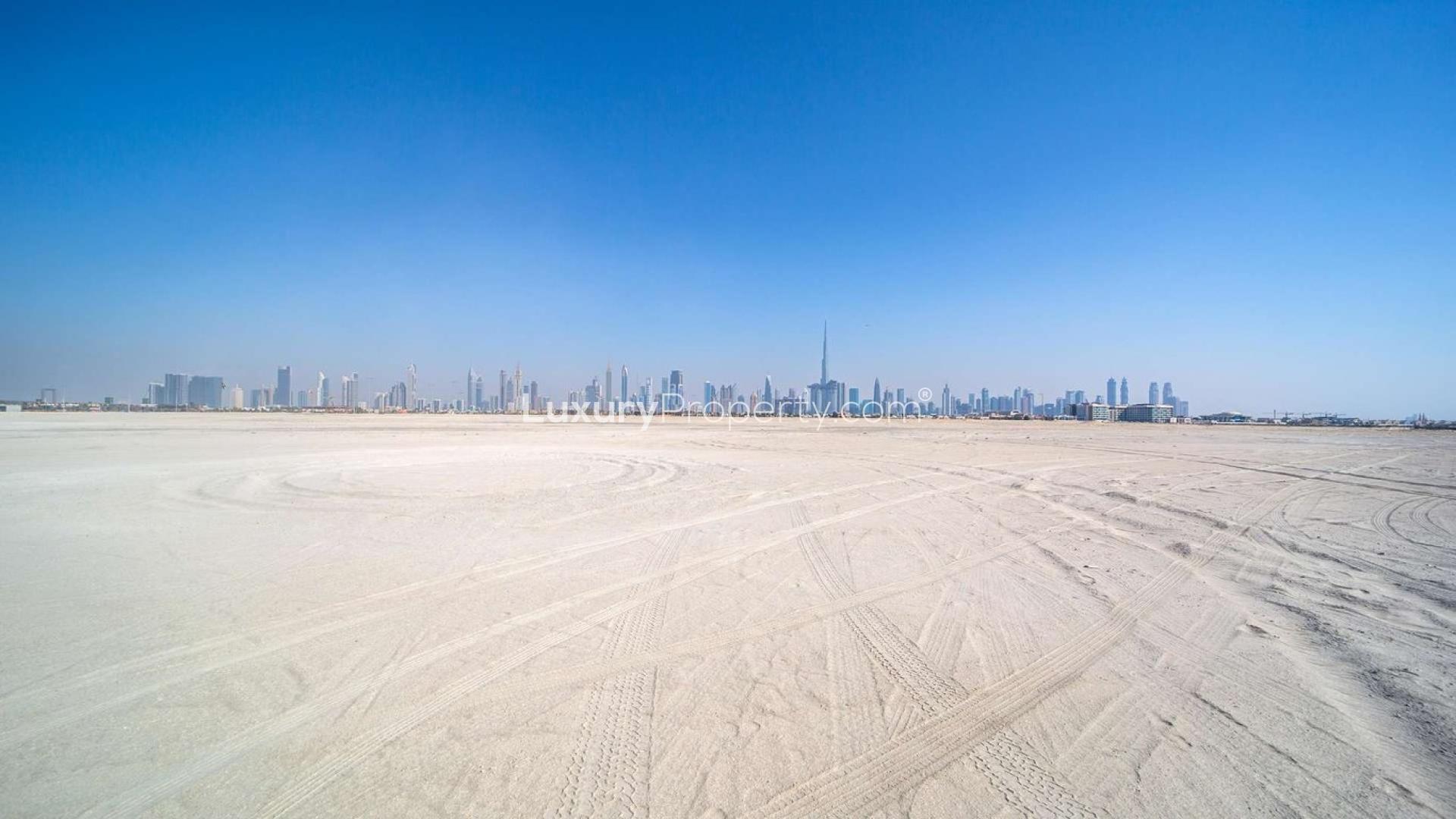 Exquisite villa plot for sale, Jumeirah Bay Island, with stunning city skyline view