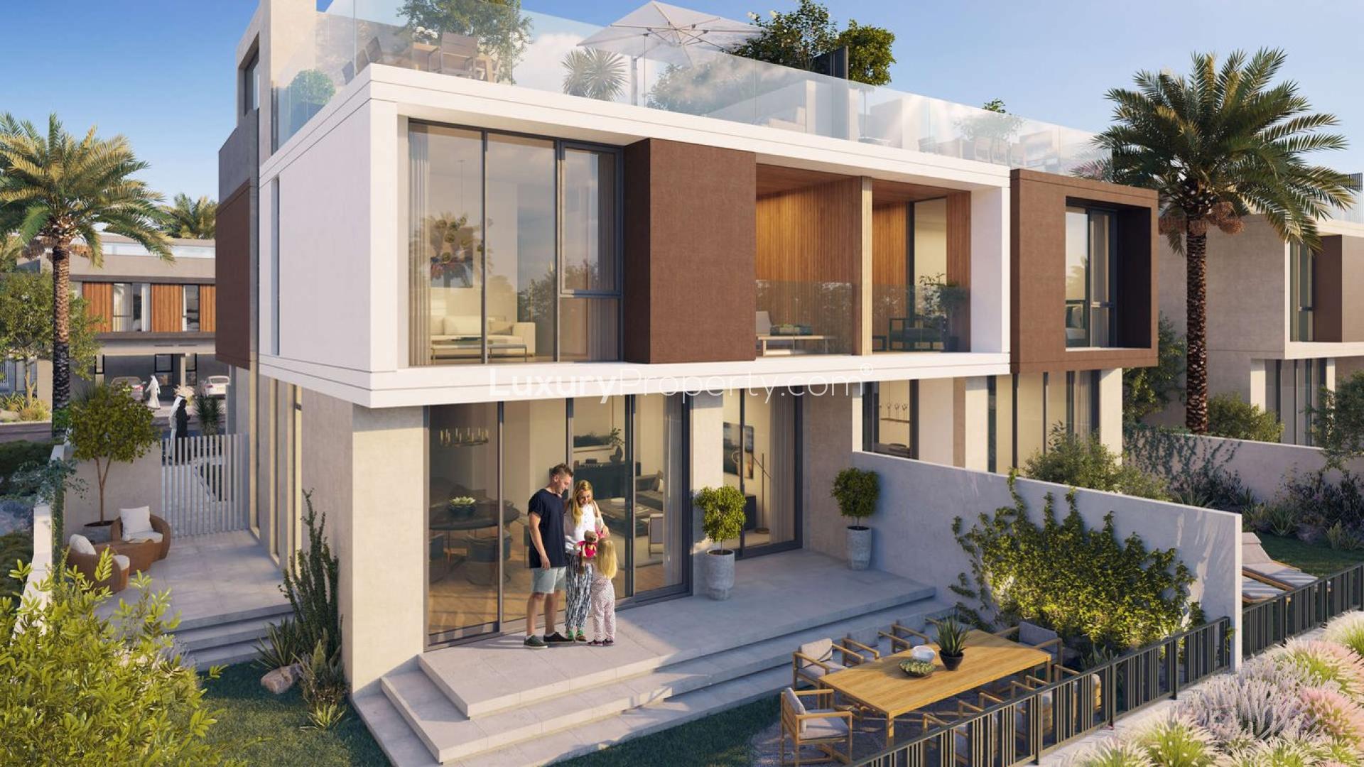 Modern villa interior in Golf Grove, Dubai Hills Estate with spacious living area and kitchen