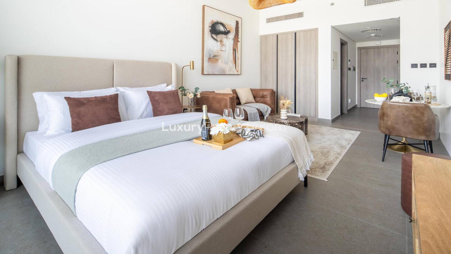 Modern studio apartment with stylish decor and city view in Jumeirah Village Circle