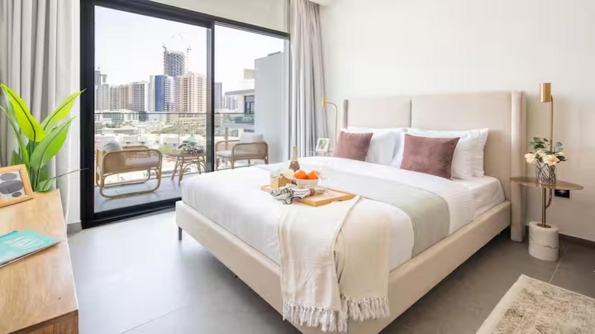 Modern studio apartment interior in Jumeirah Village Circle, District 11, available for rent