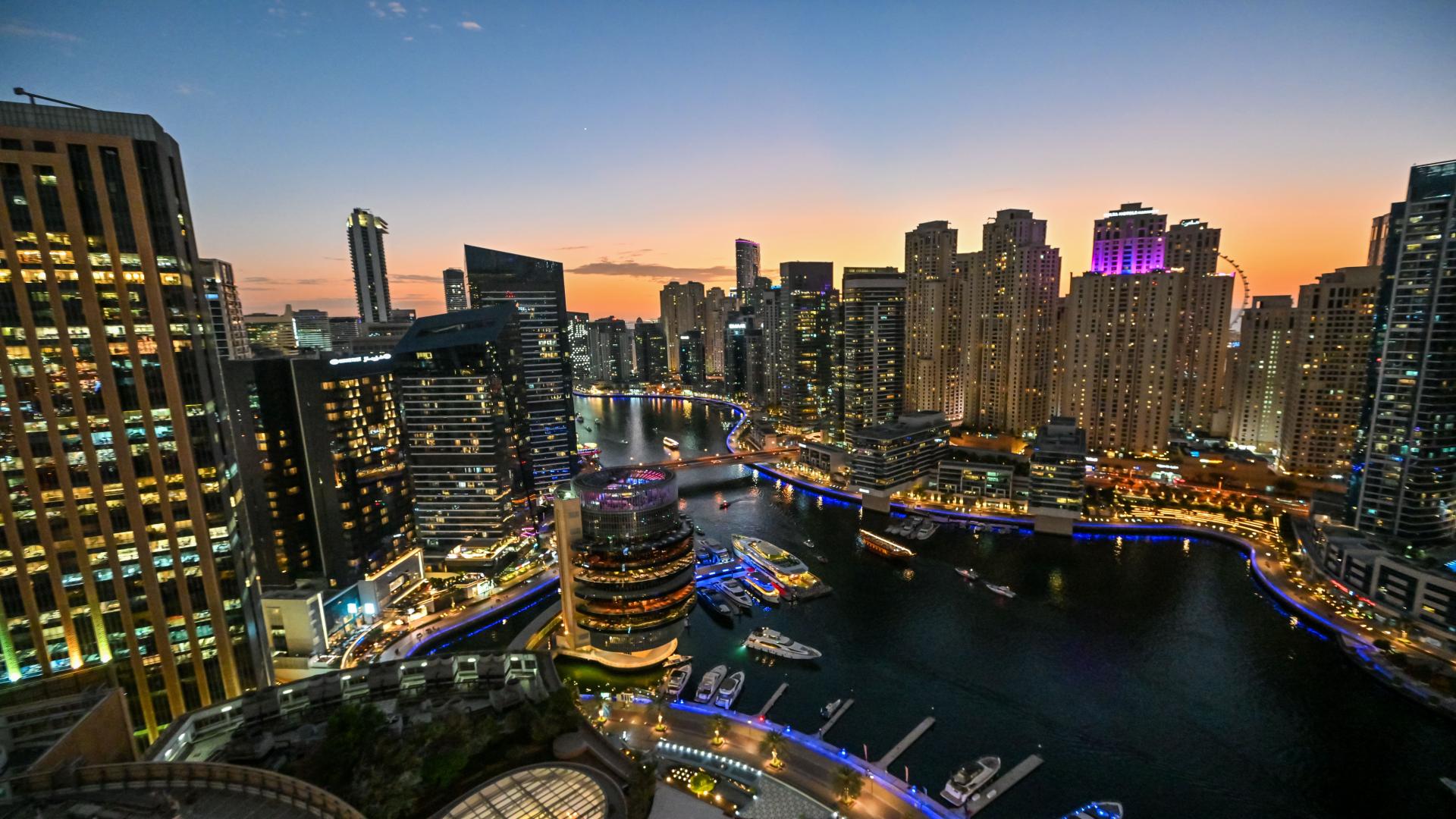 Upgraded studio apartment with modern decor and full marina view in JW Marriott Marina