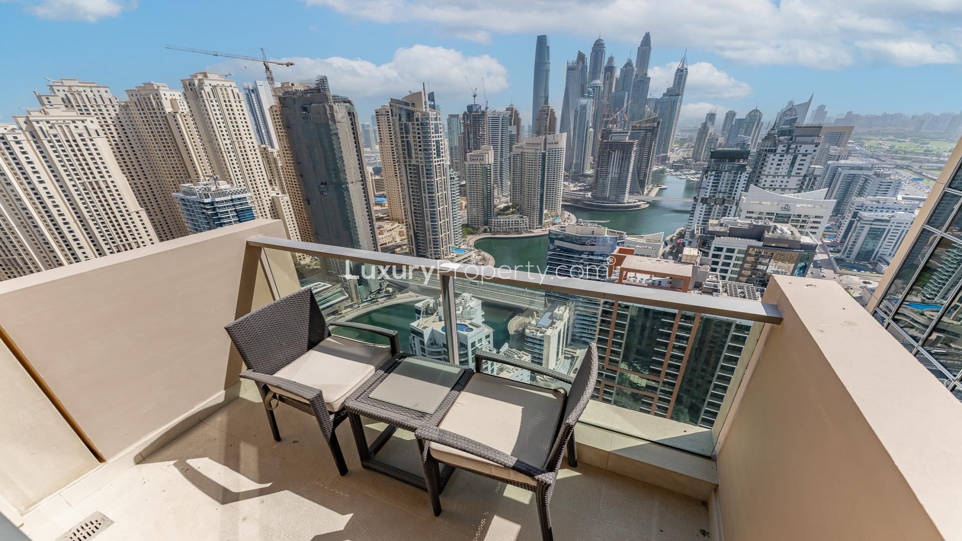 High-floor studio view of Dubai Marina skyline from JW Marriott, apartment for sale