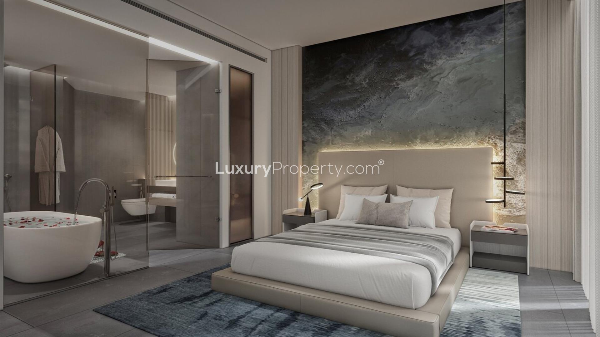 Luxurious infinity pool view from Dubai Marina apartment for sale near Dubai Marina Mall