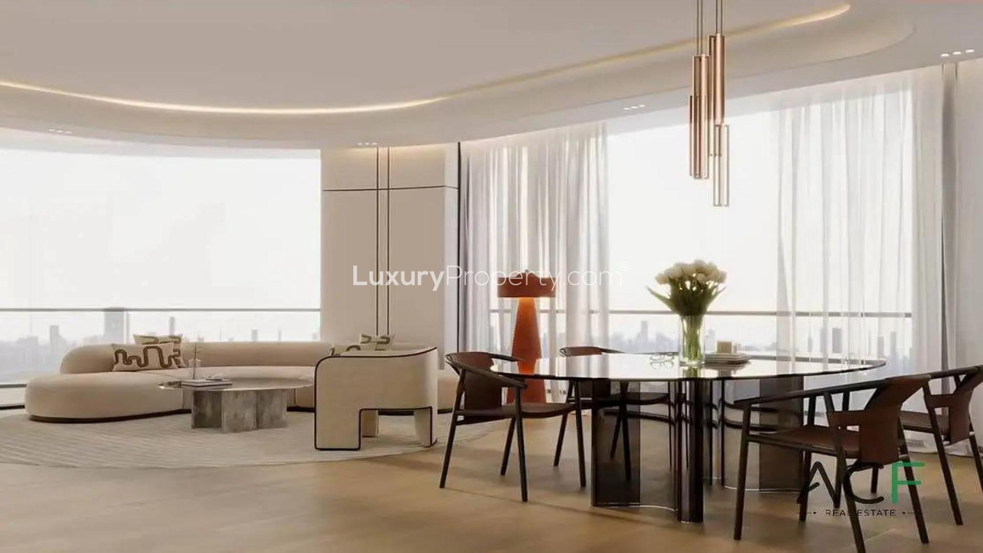 Aerial view of Binghatti Skyrise Tower B in Business Bay, residential apartment for sale