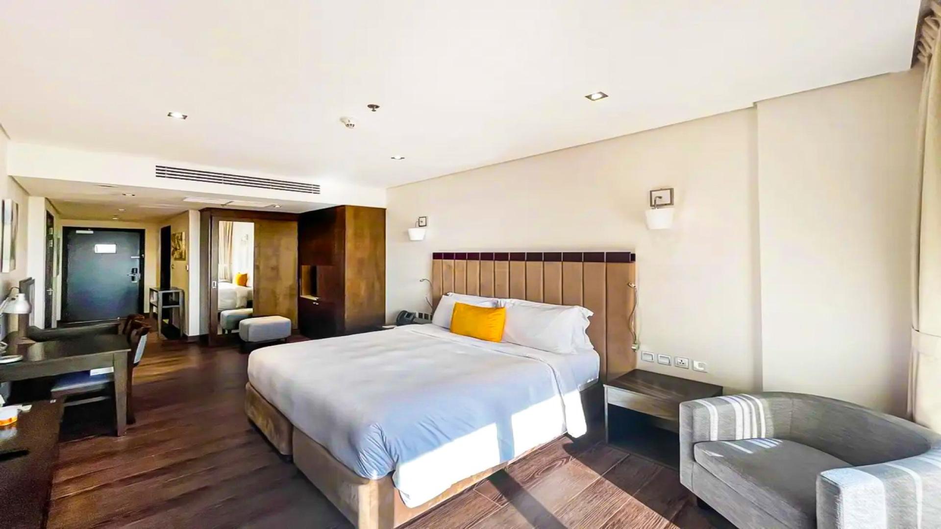 Studio apartment interior at Royal Amwaj Residences, Palm Jumeirah, featuring modern furnishings