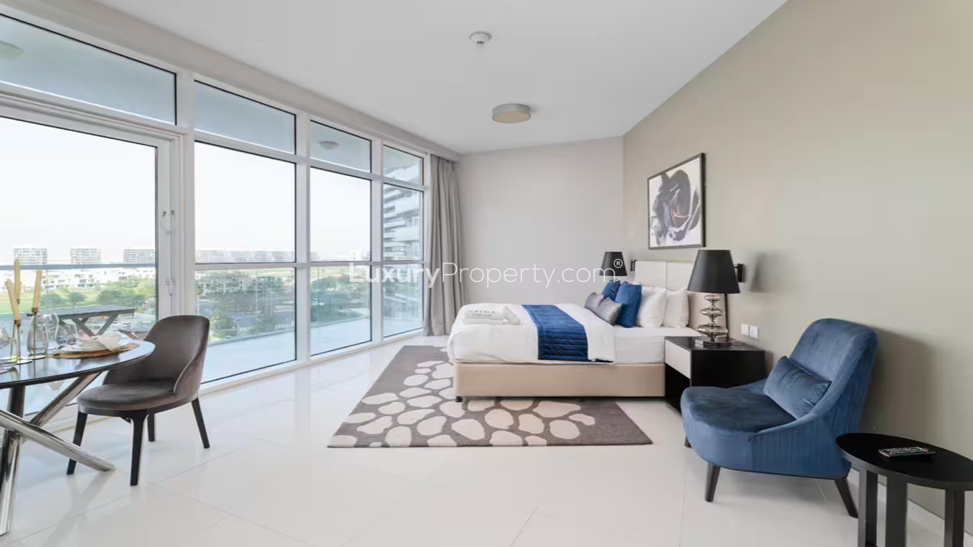 Modern studio apartment with balcony view in Artesia, Damac Hills, for sale