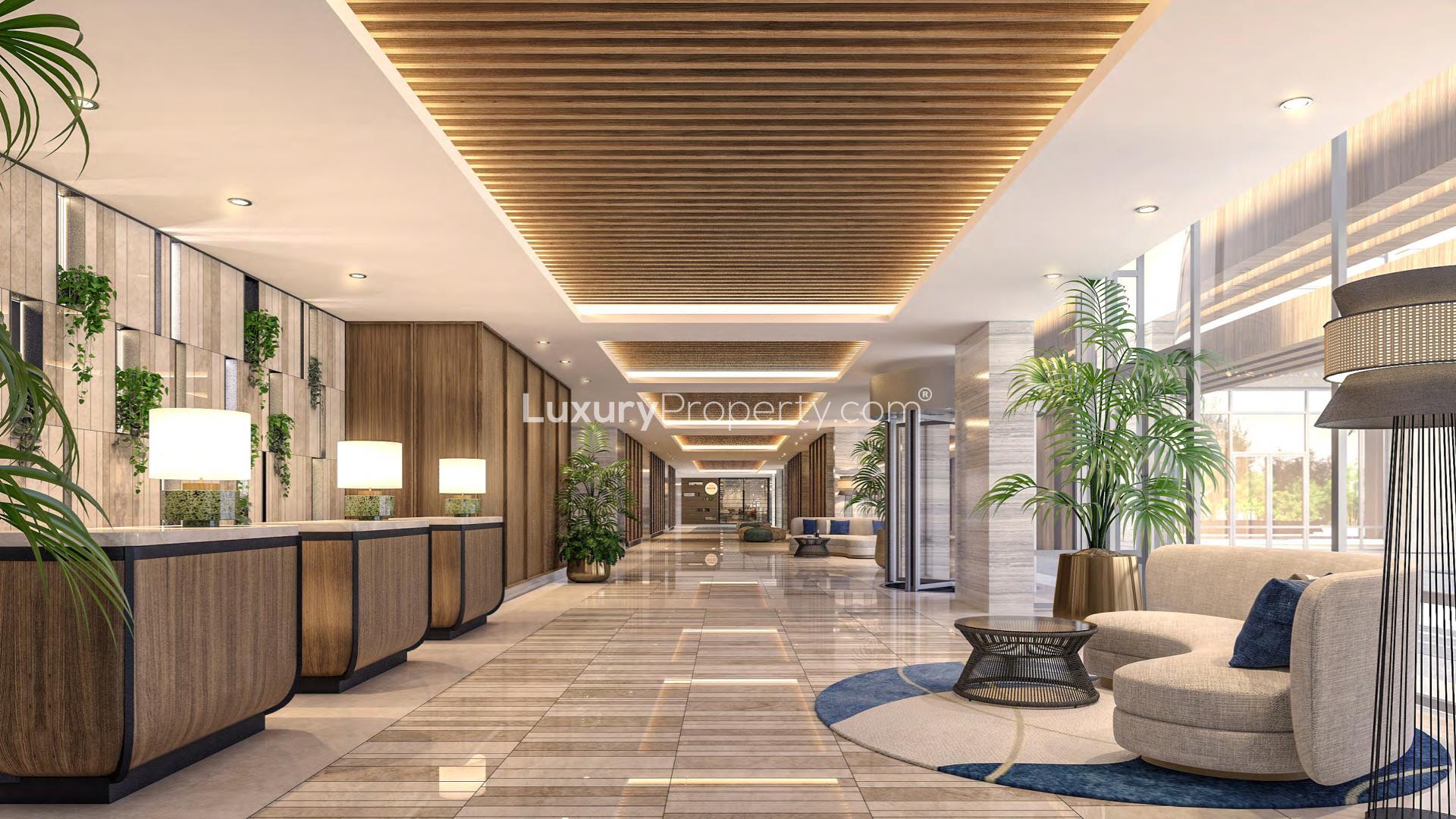 Elegant lobby in Marriott Residences Tower 3, Al Barsha South, Dubai, featuring modern decor
