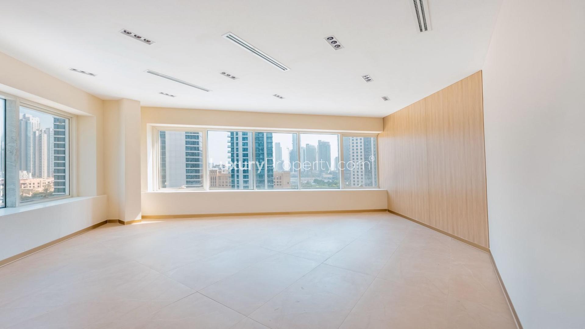 Spacious office space in Westburry Tower 1, Business Bay, featuring modern glass partitions