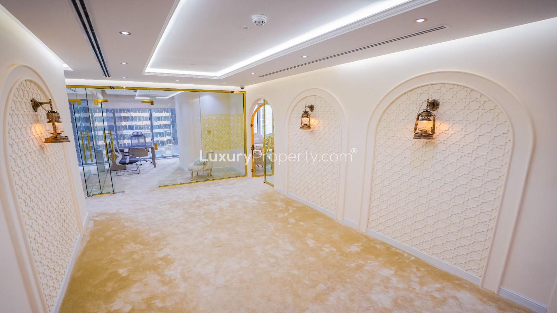 Luxurious office interior in Opal Tower, Business Bay, featuring elegant decor and modern furnishings