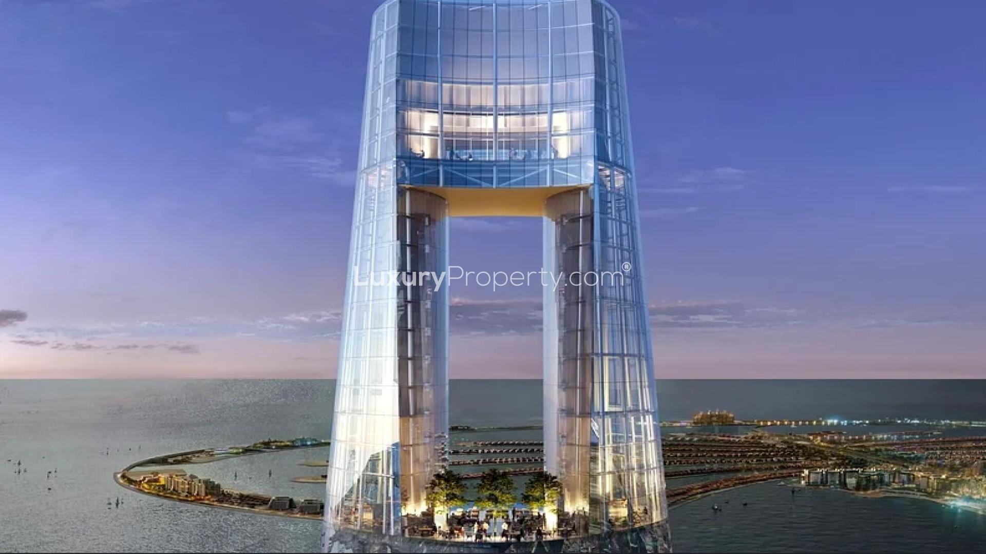 Luxurious serviced residence bedroom with marina view in Ciel Tower, Dubai Marina