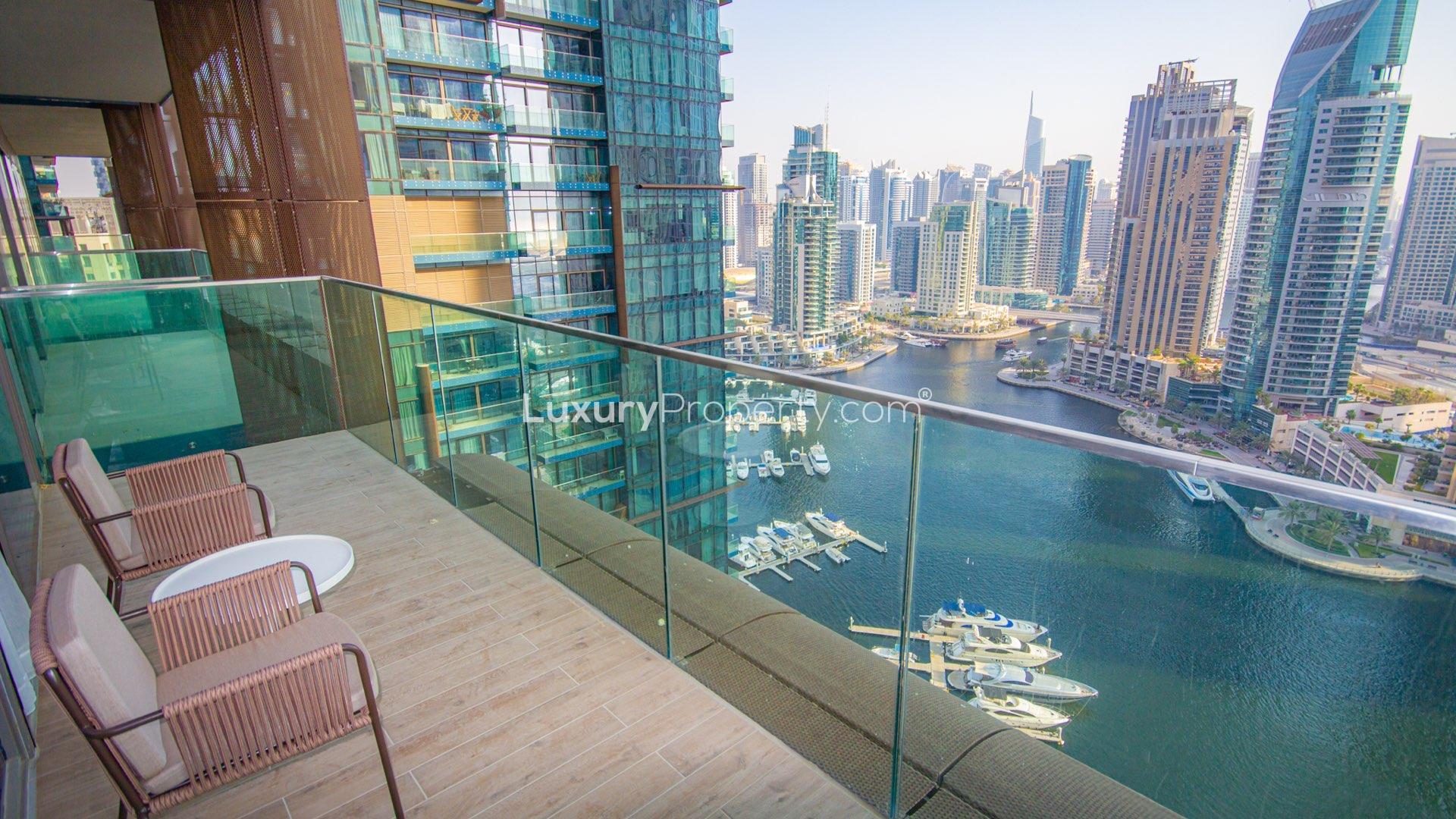 Modern bedroom interior in Marina Gate apartment, Dubai Marina, featuring stylish decor and cozy ambiance
