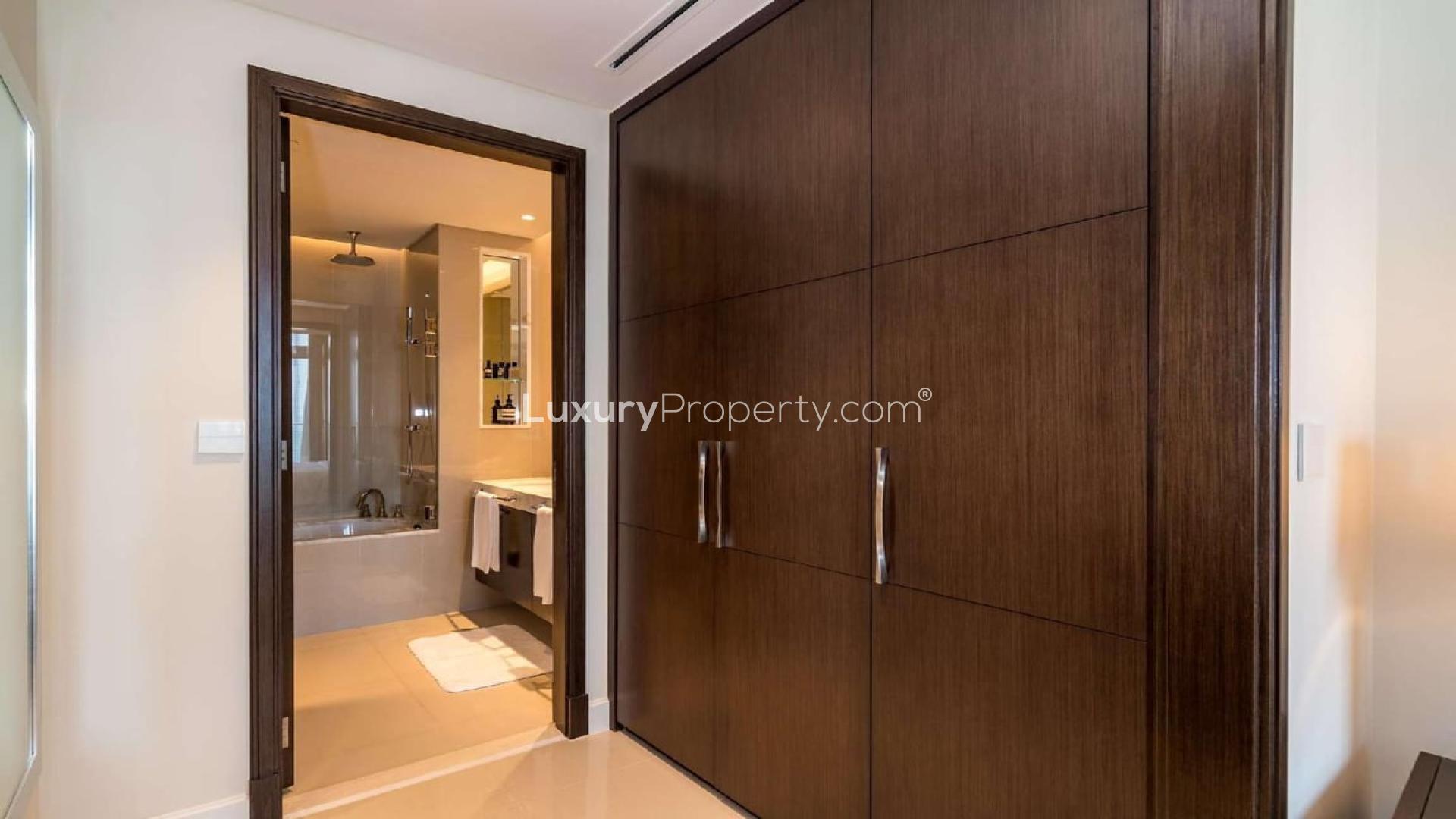 Luxurious bathroom with wooden closet in 1-bedroom apartment, The Address Fountain Views, Dubai