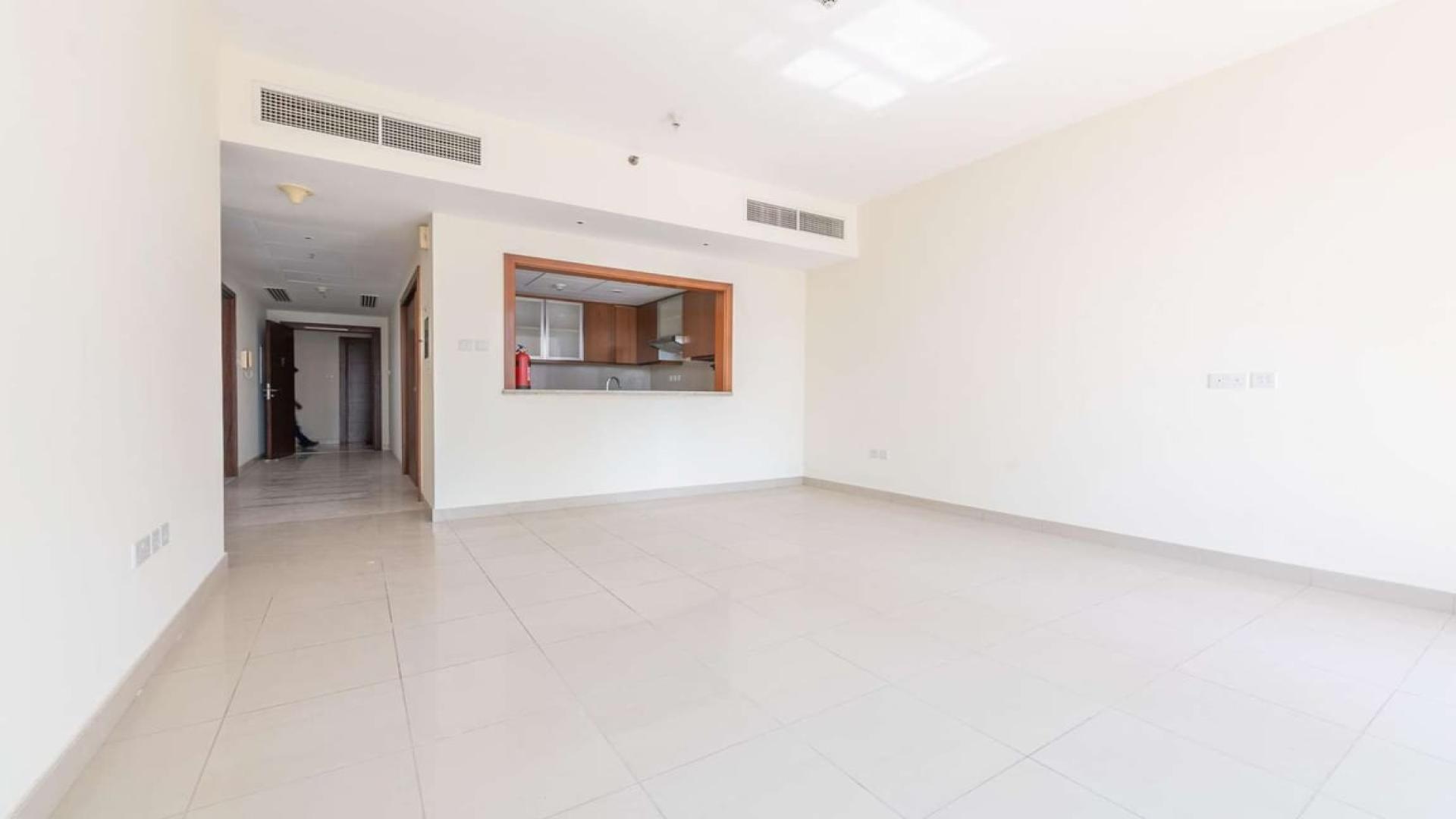 Empty apartment room with large windows, city view, Standpoint Tower, Downtown Dubai for rent