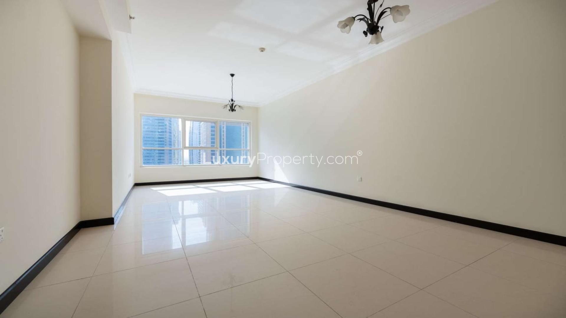 Bright, spacious living area in 1-bedroom apartment, O2 Residence, JLT, Lake Elucio
