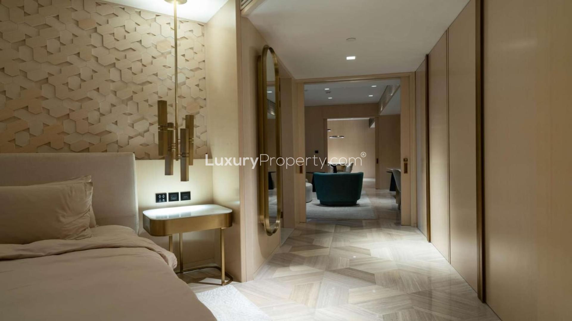 Luxury dining area in Palm Jumeirah apartment with modern decor and scenic views