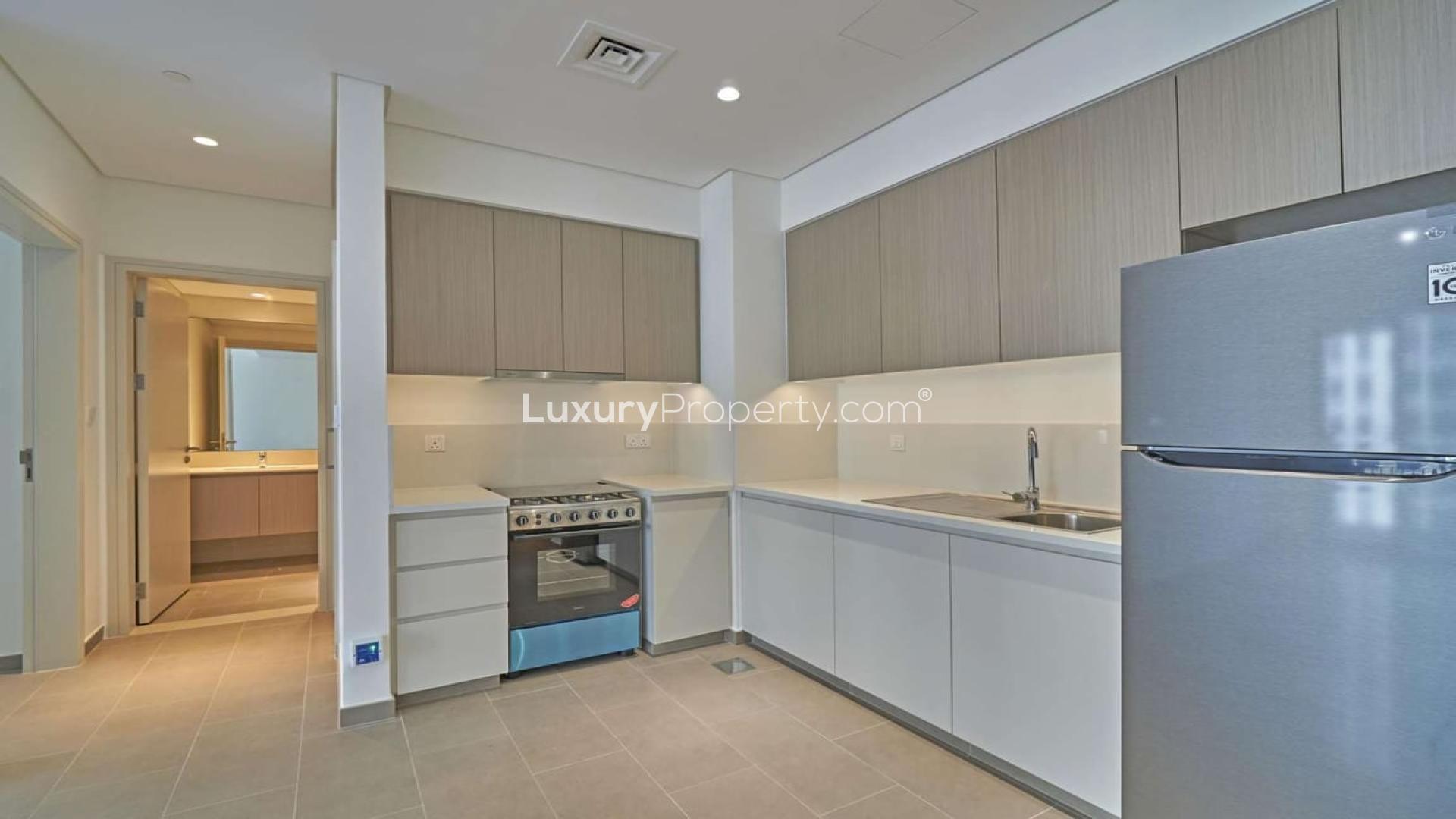 Modern apartment complex with pool in Park Heights, Dubai Hills Estate