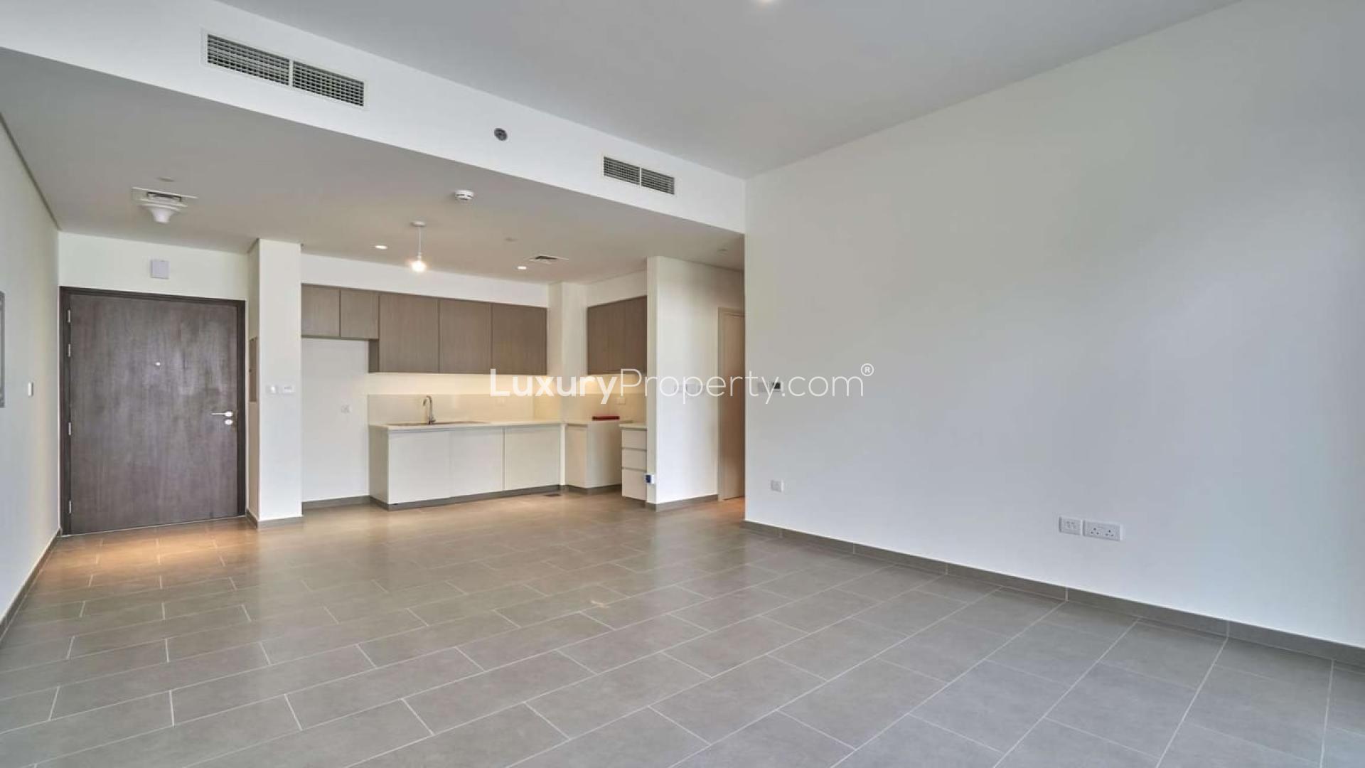 Exterior view of Park Heights apartment building, Dubai Hills Estate, available for rent